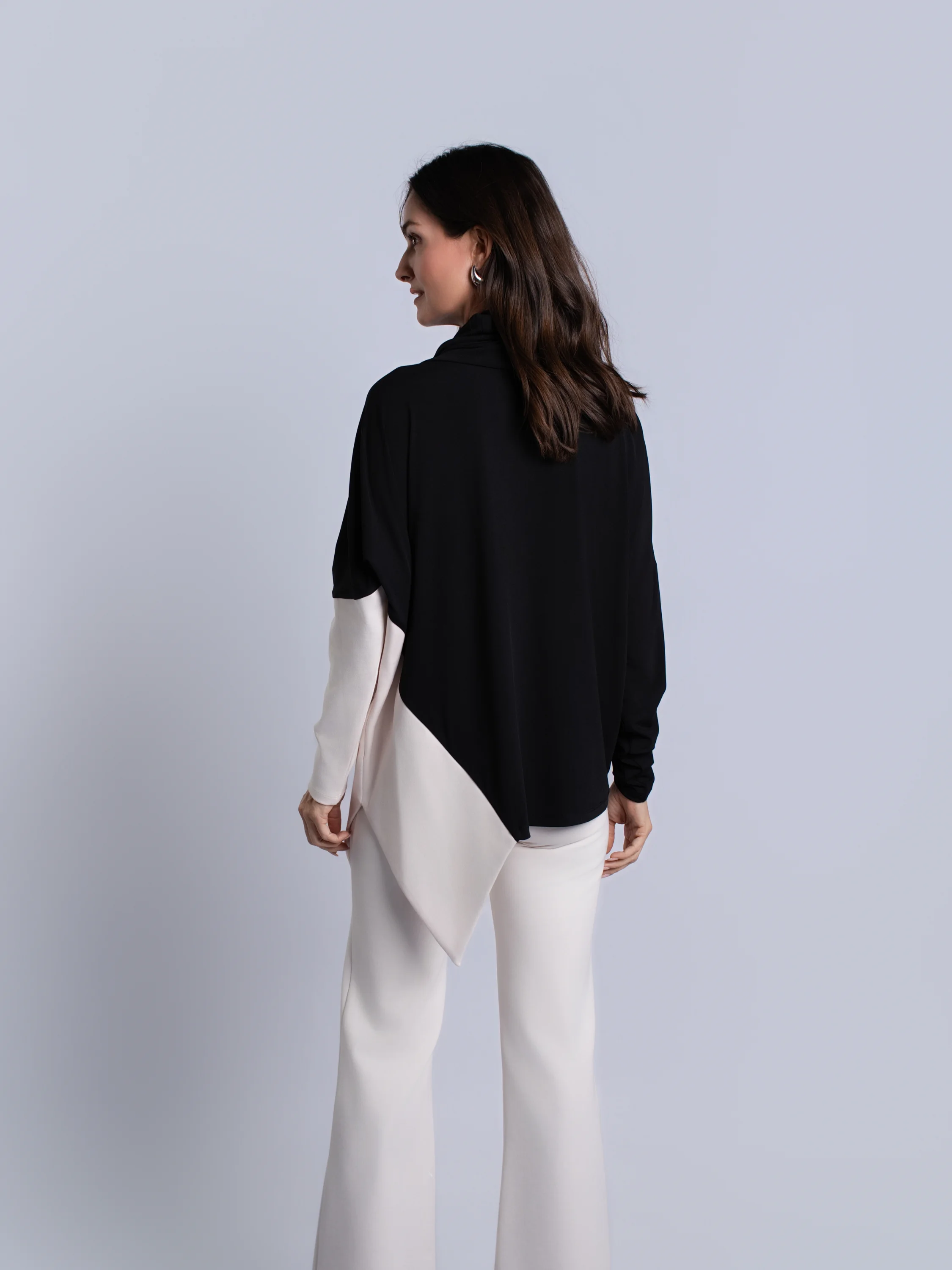 Angular Tunic Top in Black/Stone