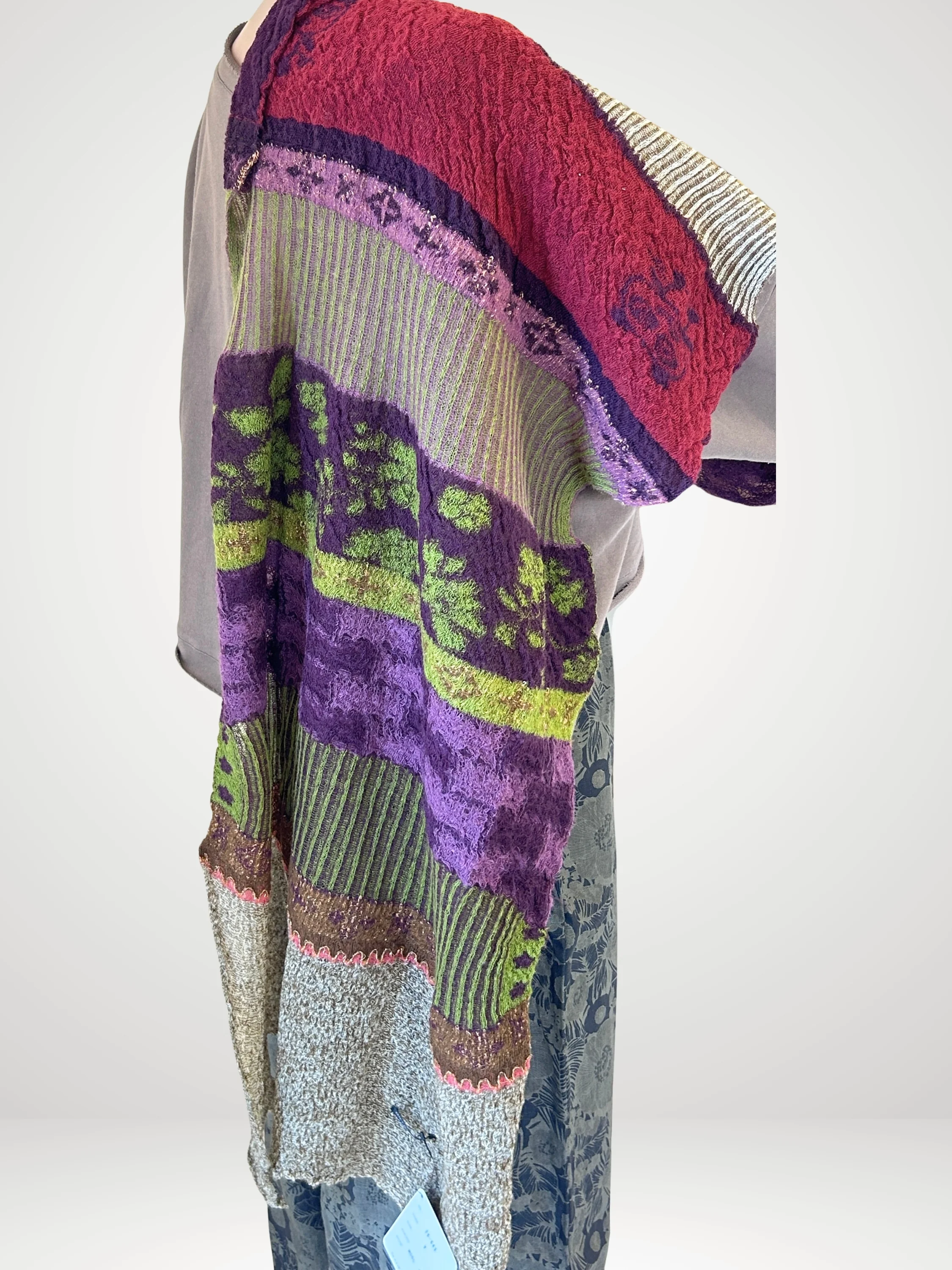 Artful Patchwork Shawl in Beige