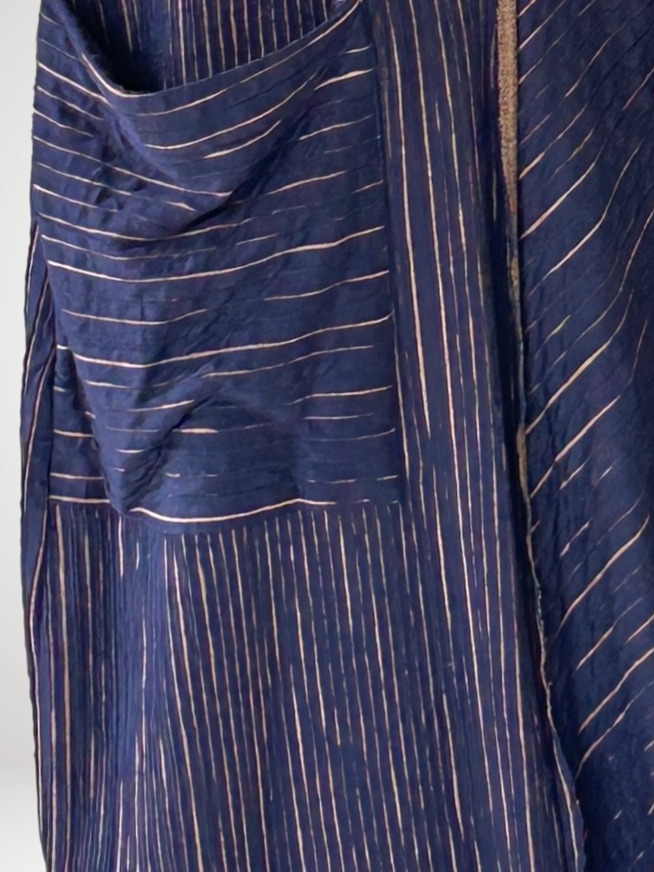 Asymmetric Panel Skirt in Blue/Mustard