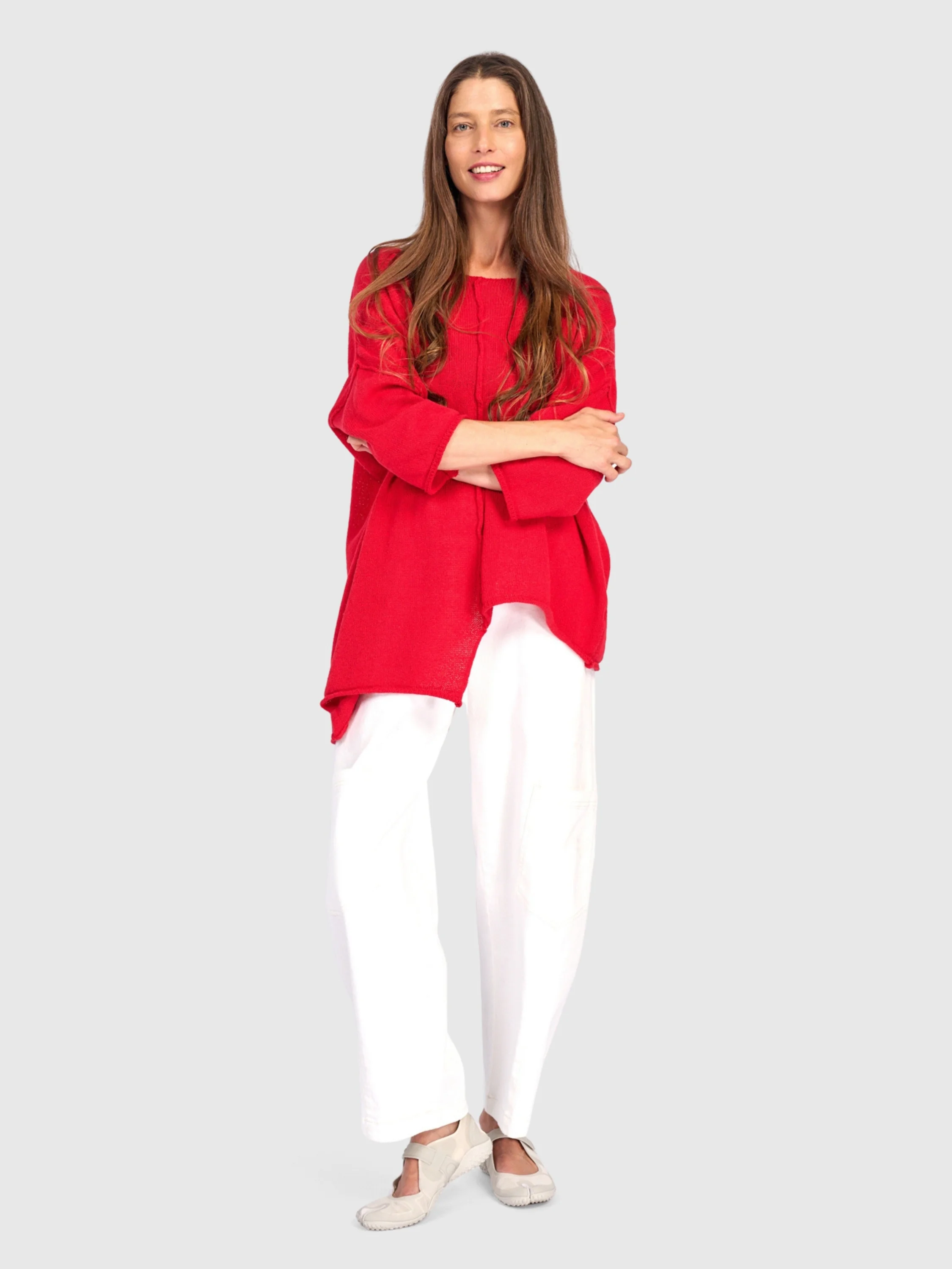 Asymmetric Sweater in Red