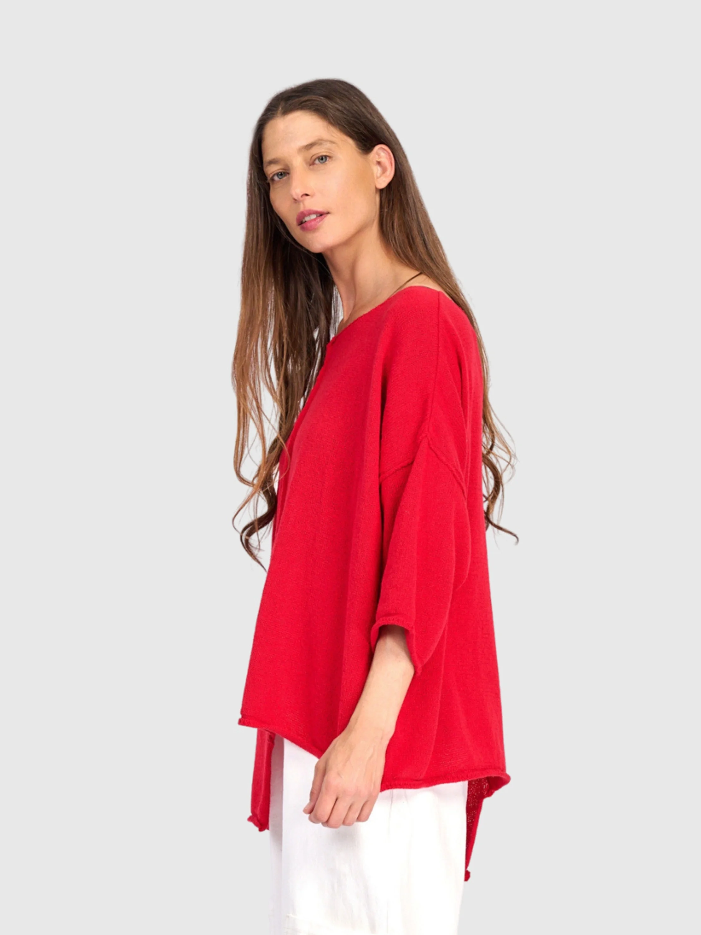 Asymmetric Sweater in Red