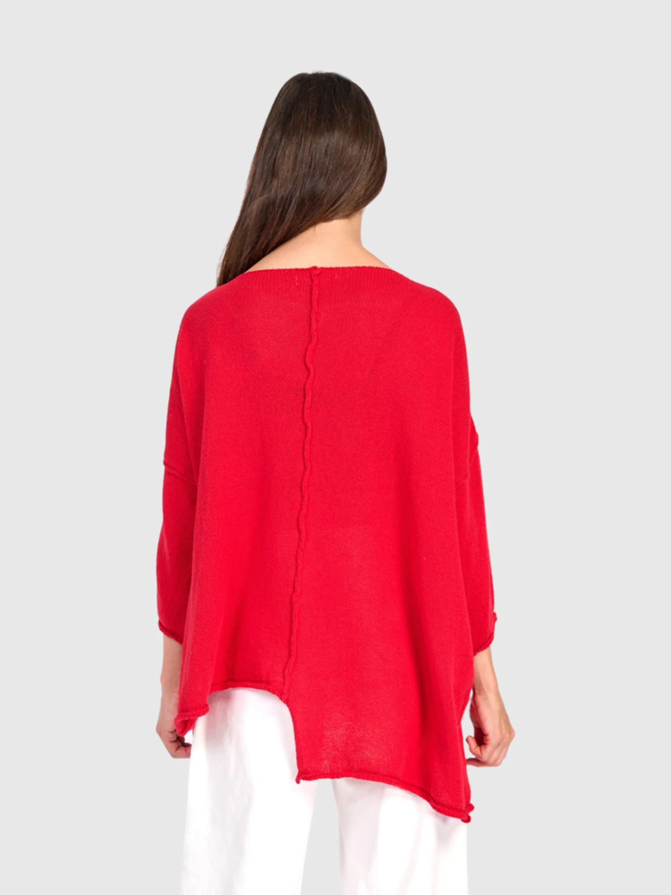Asymmetric Sweater in Red