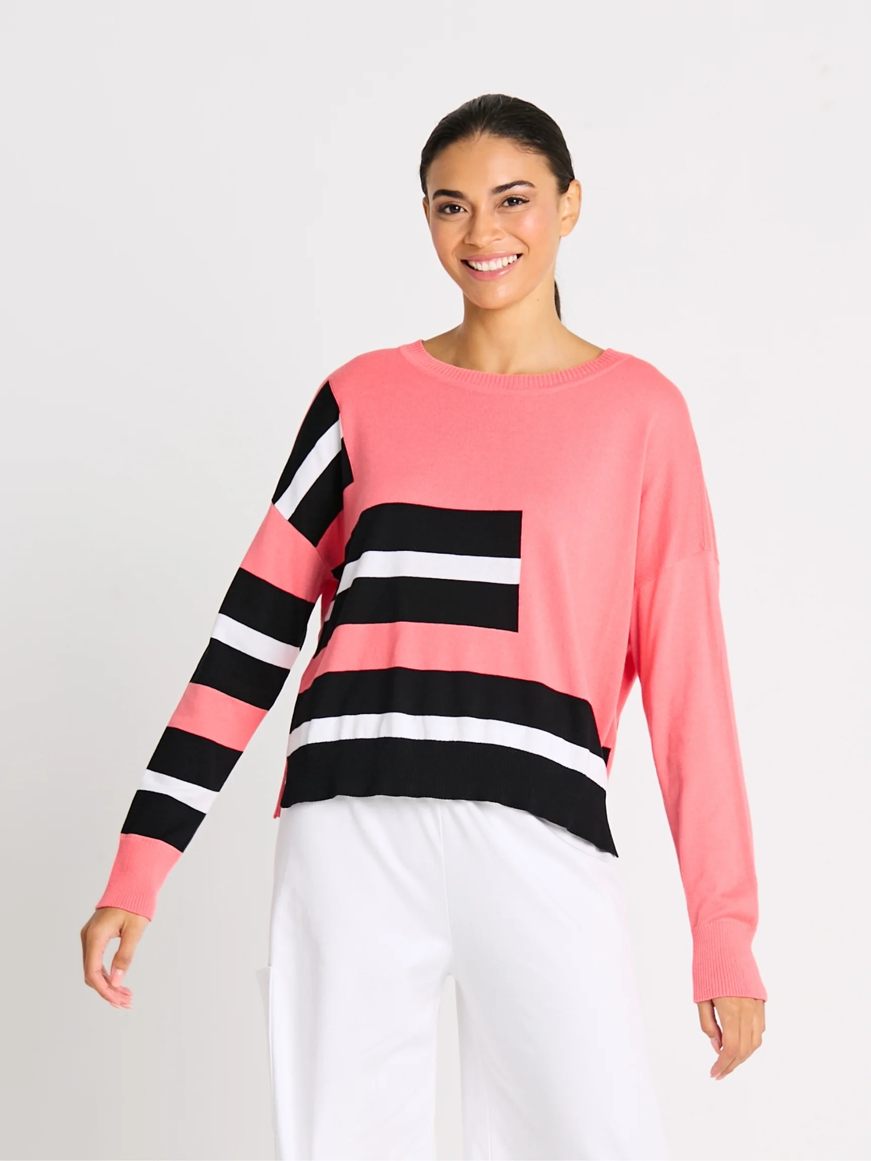 Athletic Sweater in Coral