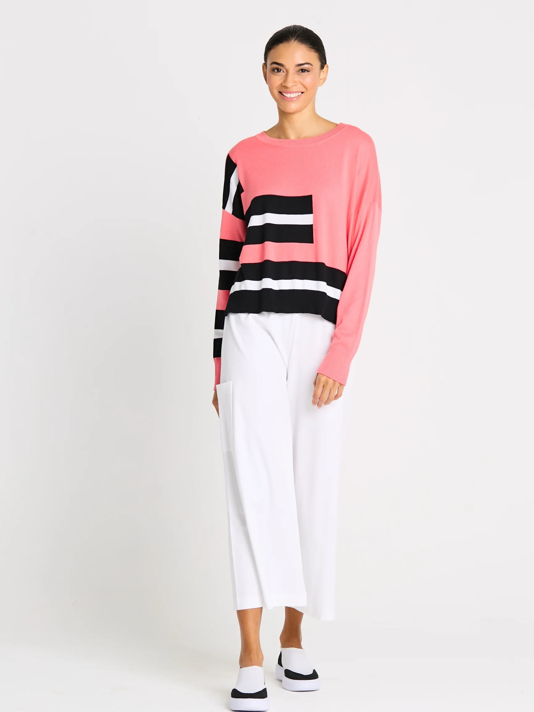 Athletic Sweater in Coral
