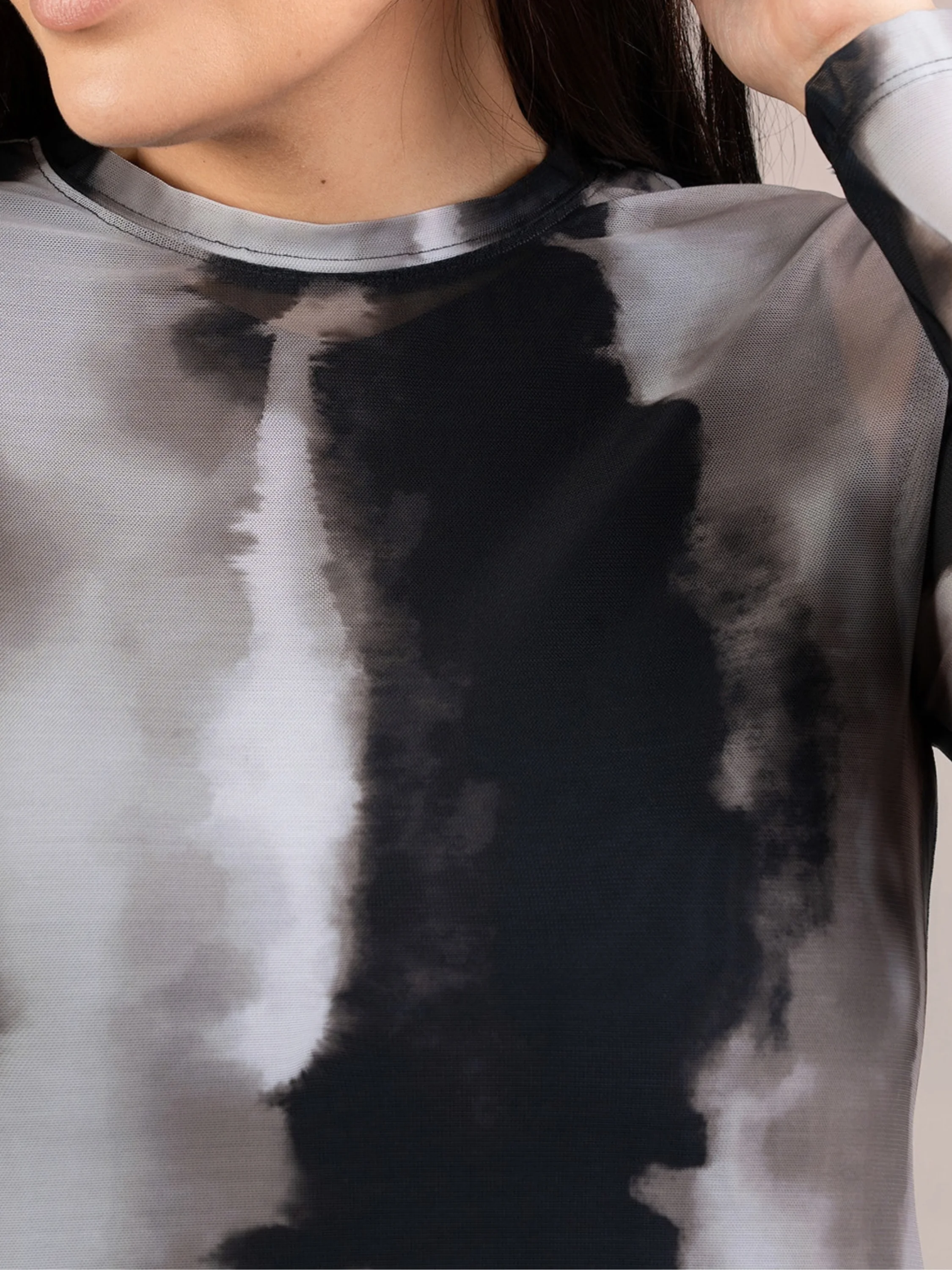 Barely Everyday T Print L/S in Graphite Watercolor