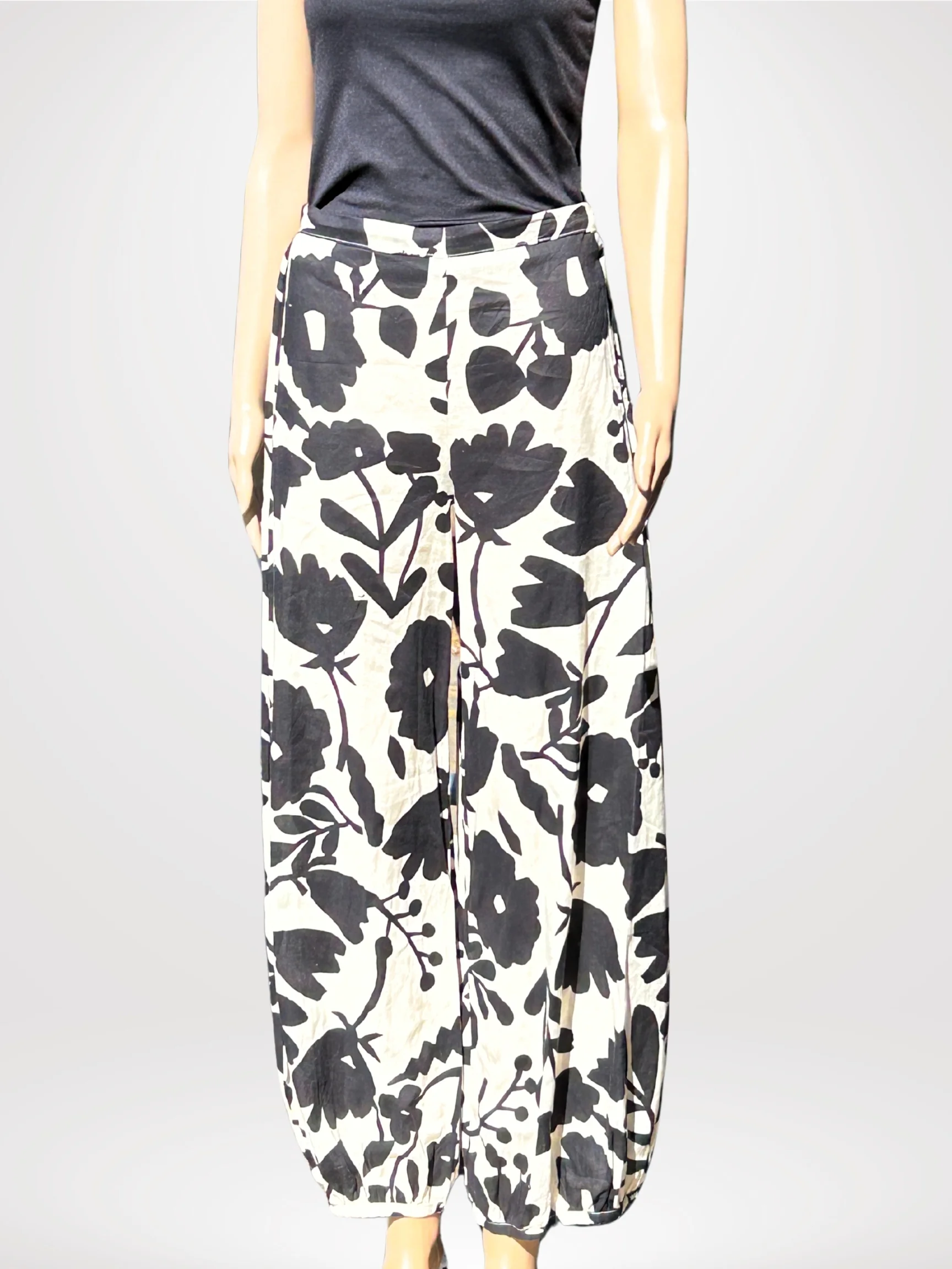 Bell Pant in Avorio/Nero