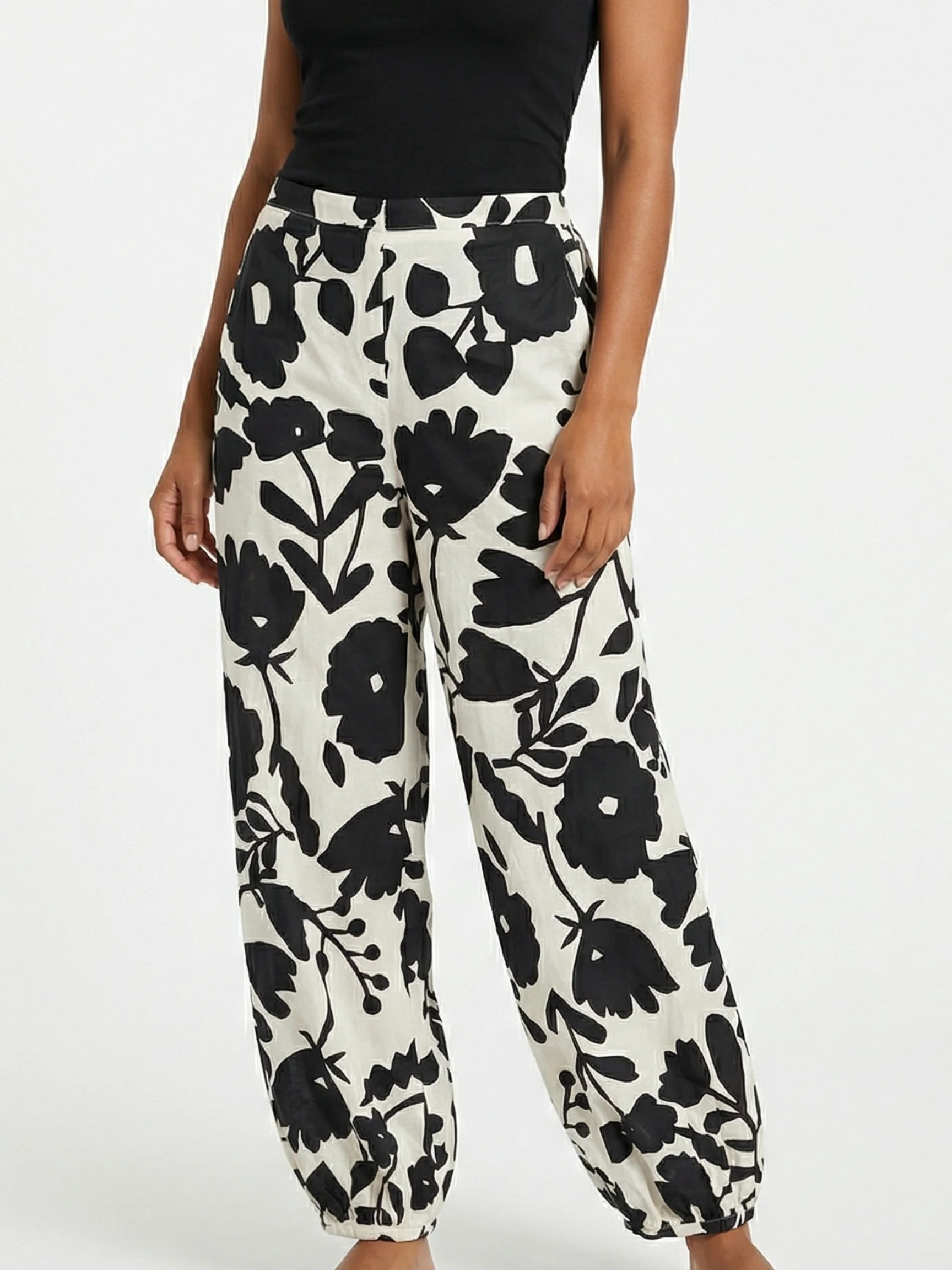 Bell Pant in Avorio/Nero