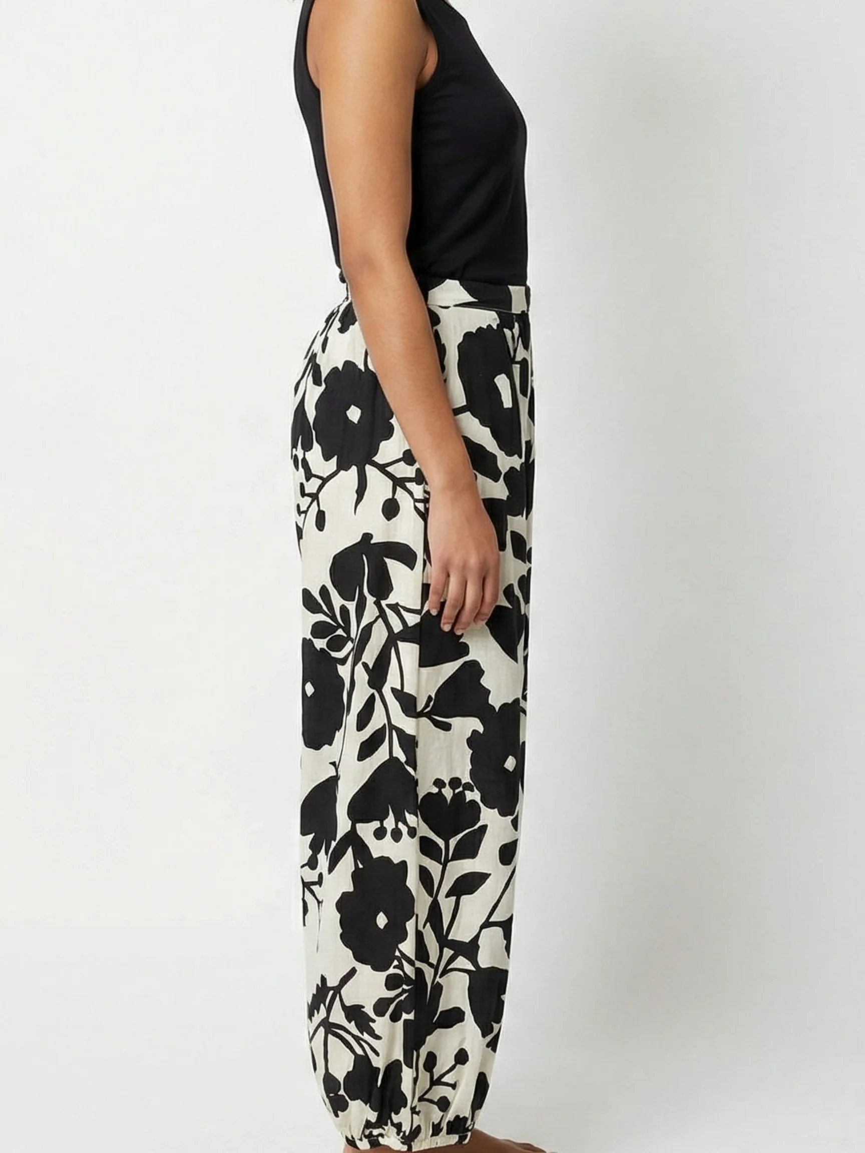 Bell Pant in Avorio/Nero