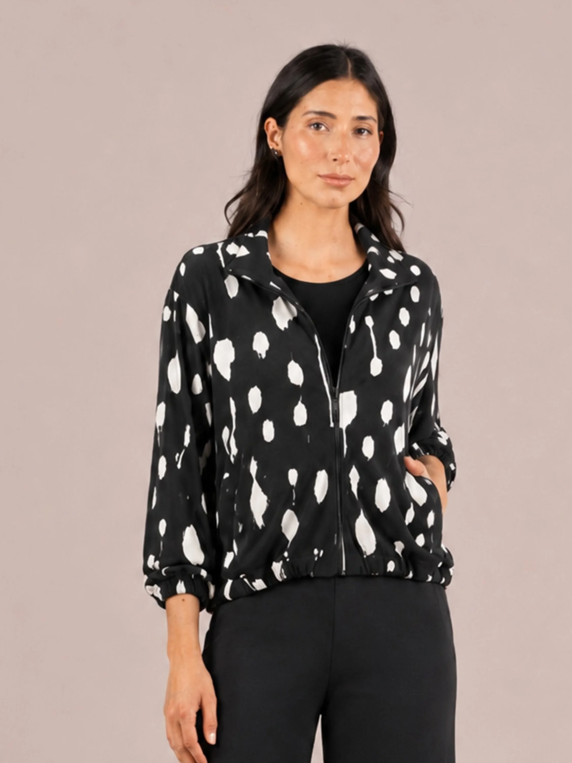 Belleza Zip Jacket Print in Cashew Splatter
