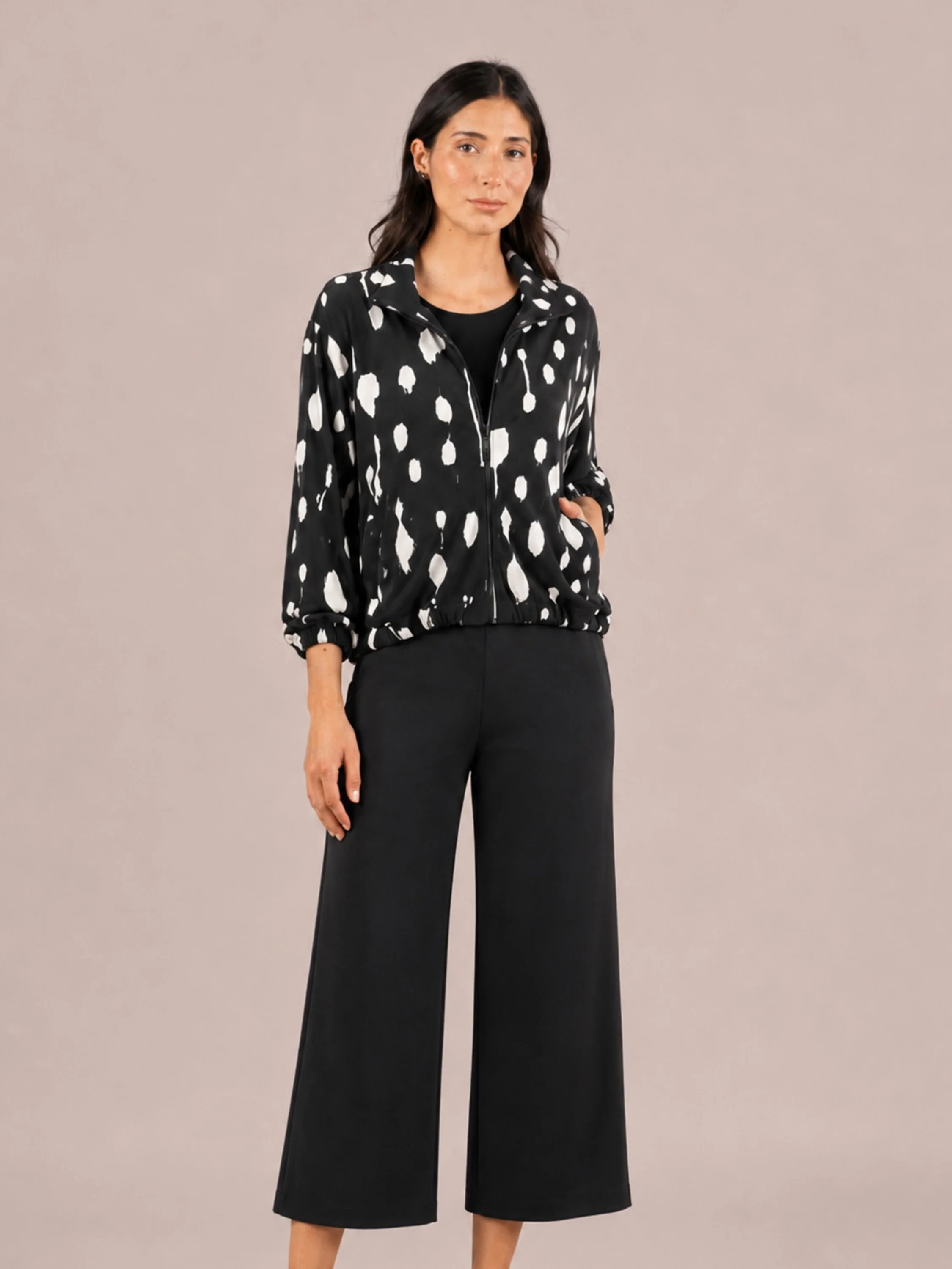 Belleza Zip Jacket Print in Cashew Splatter