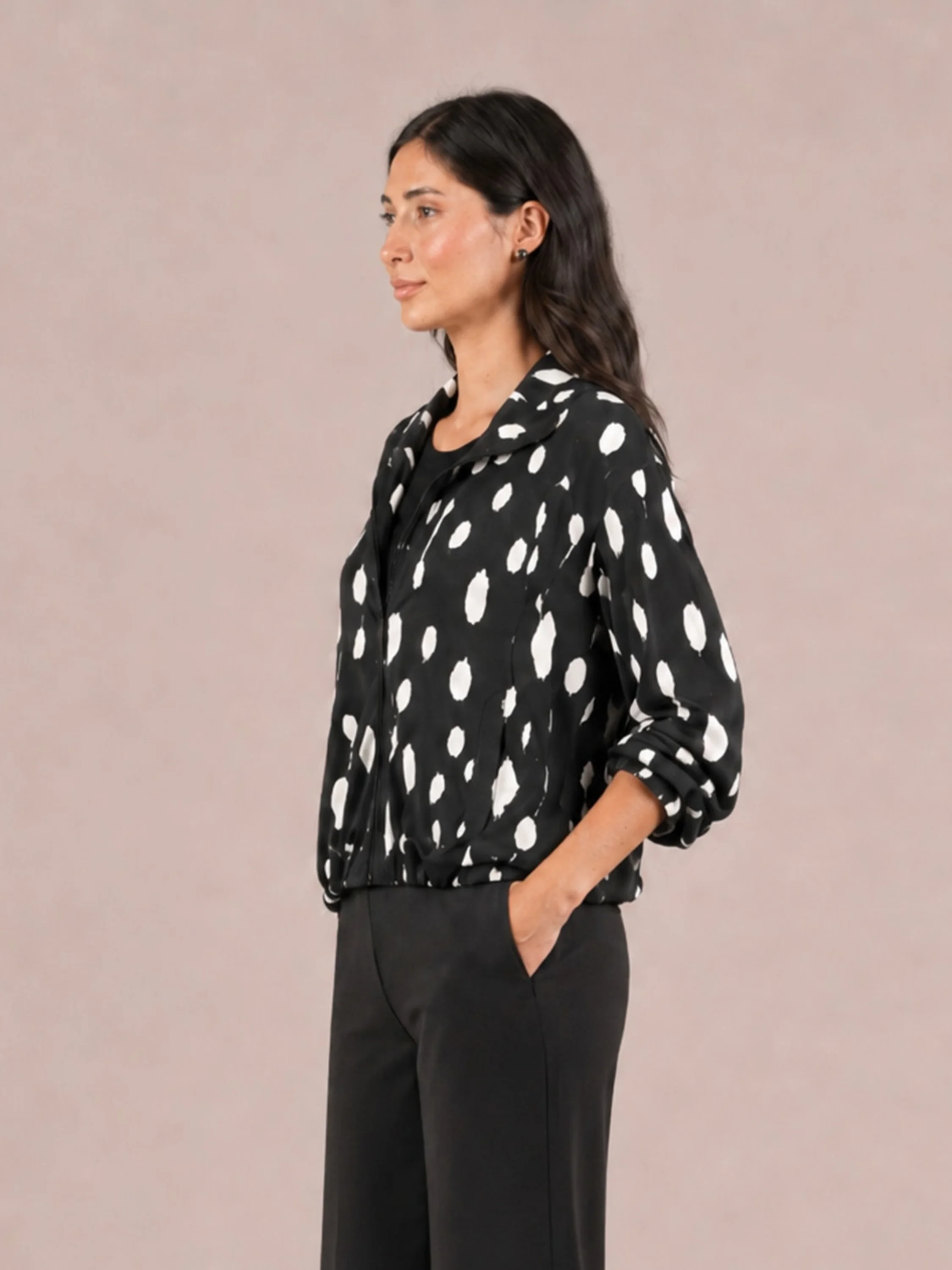 Belleza Zip Jacket Print in Cashew Splatter