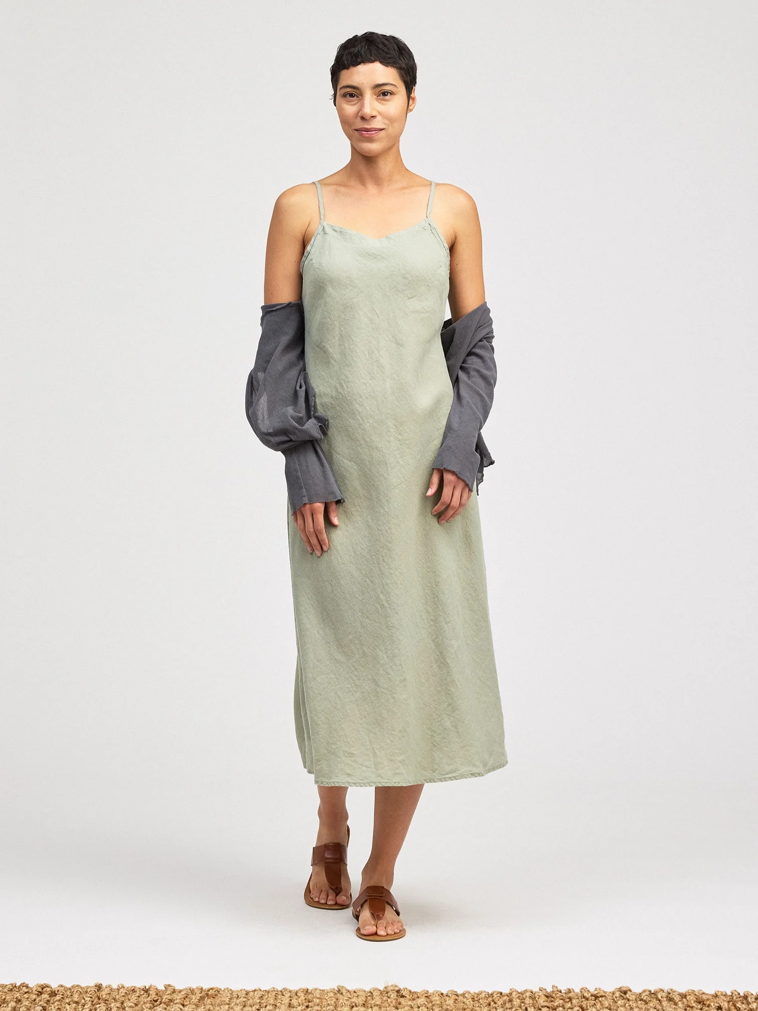 Bias Cami Dress in Balsam Green