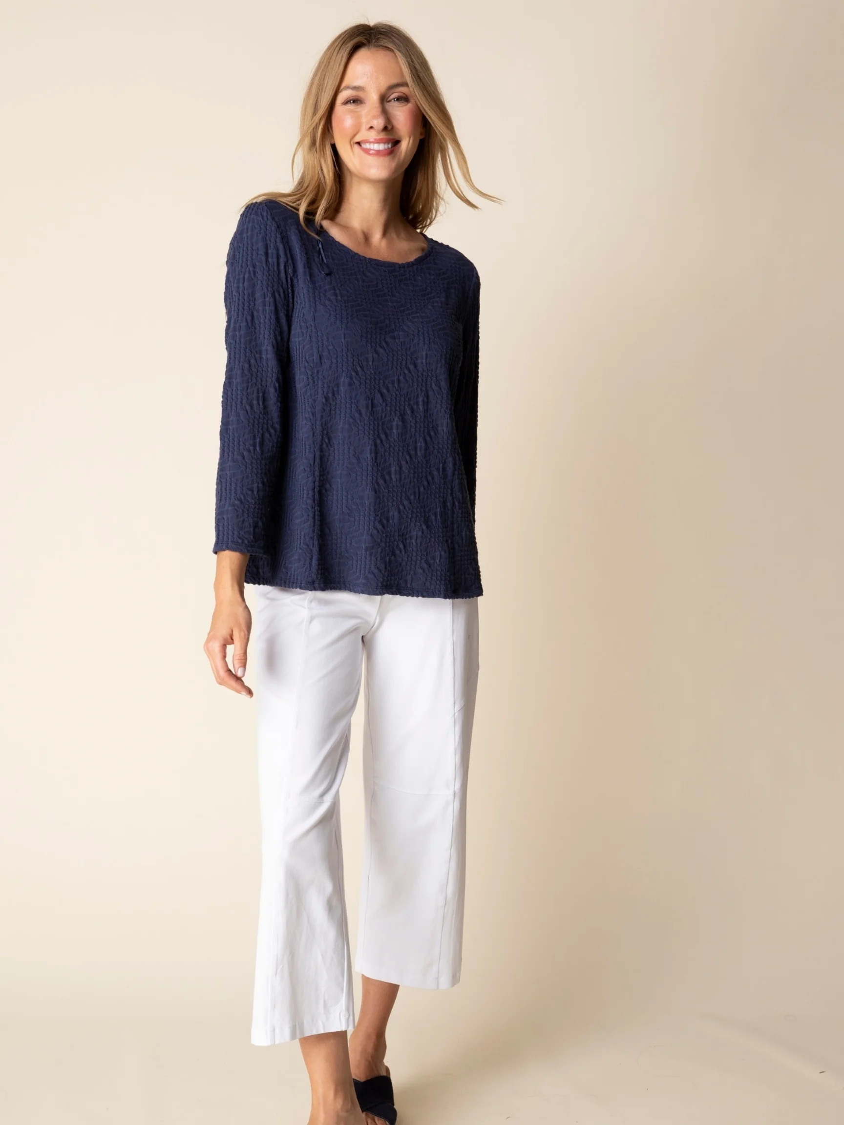 Boatneck Tee in Navy