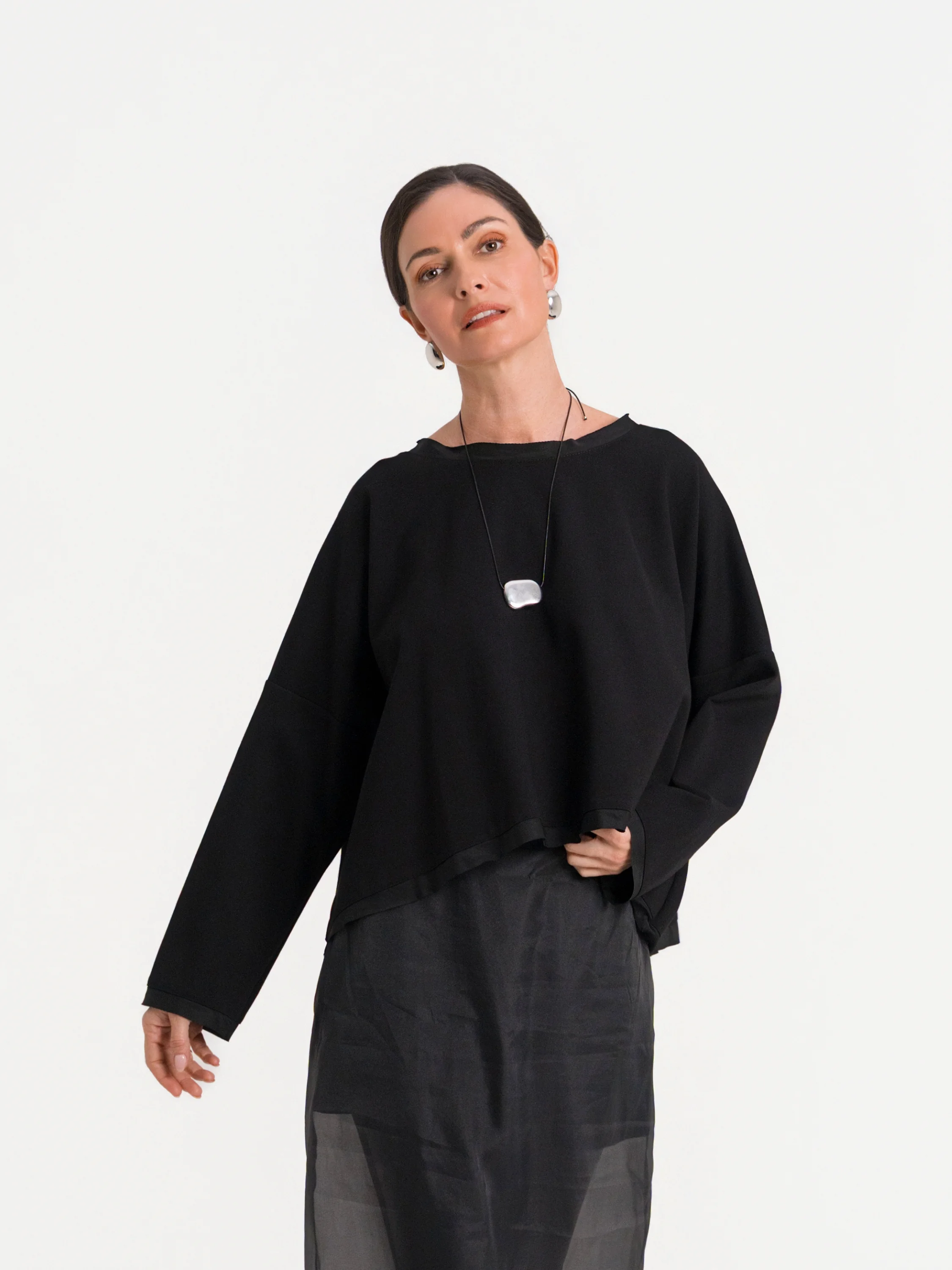 Boxy Tee Shirt in Black