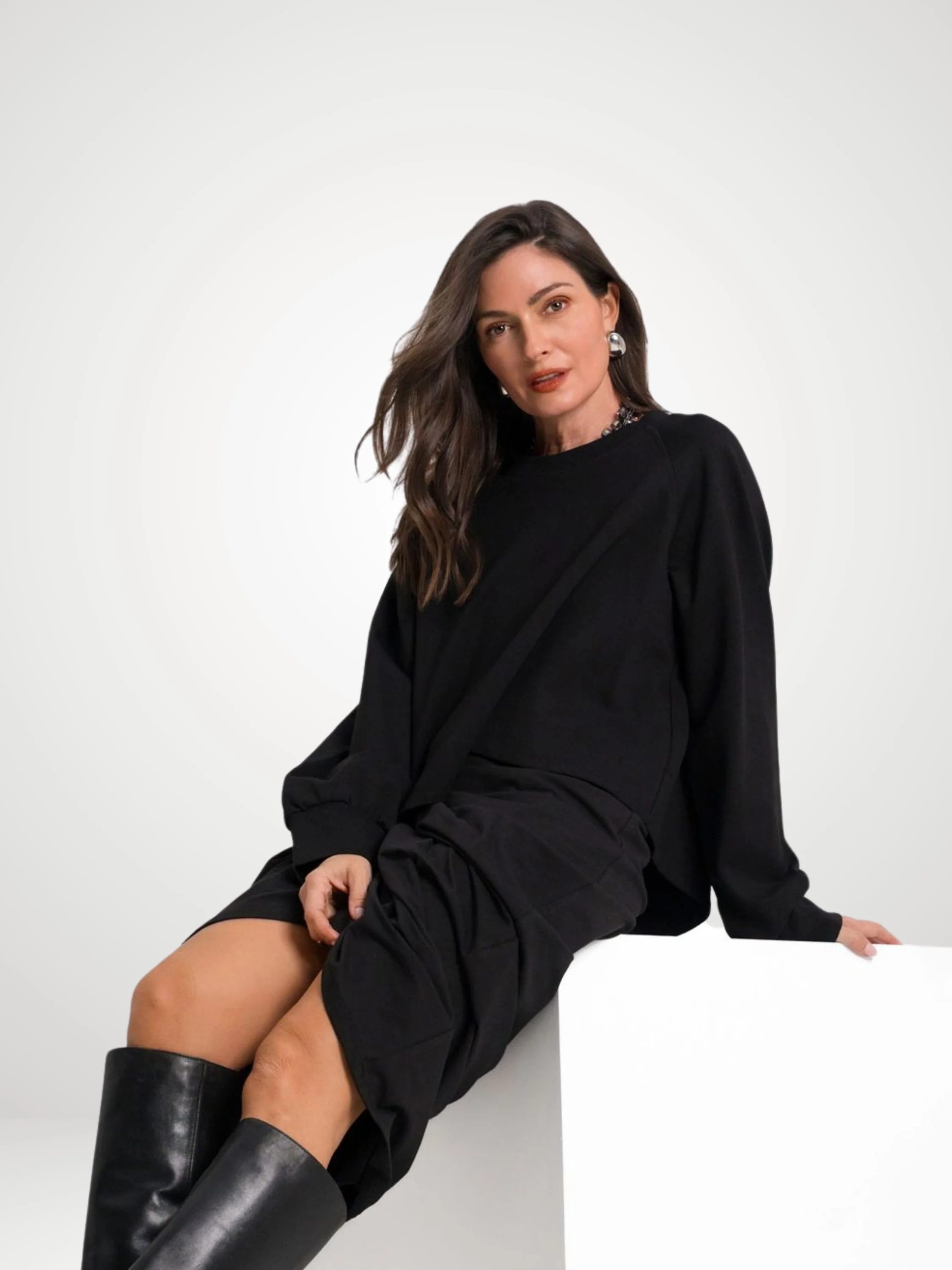Boxy Tee Shirt in Black