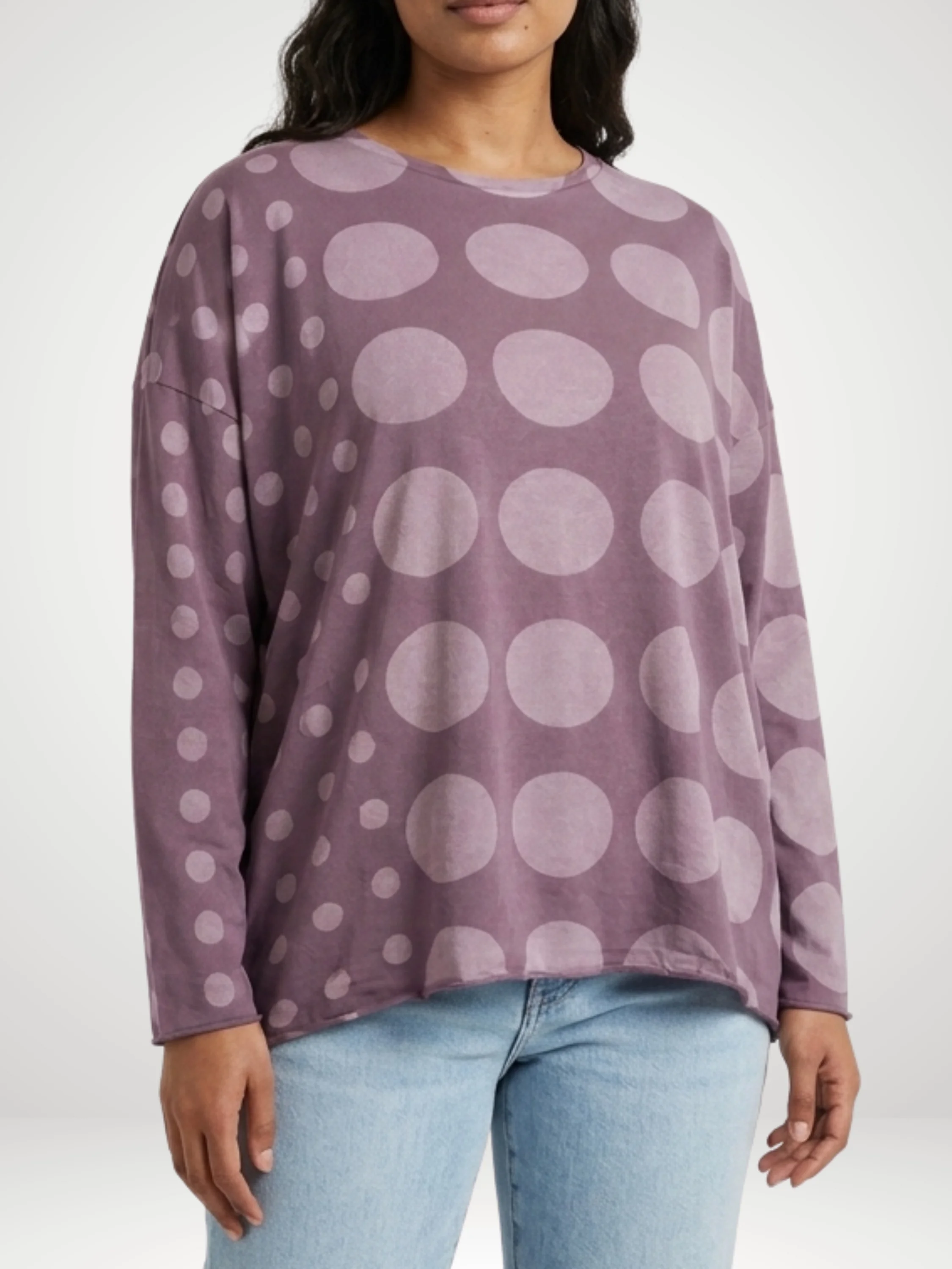 Boxy Tee with Circles in Amethyst