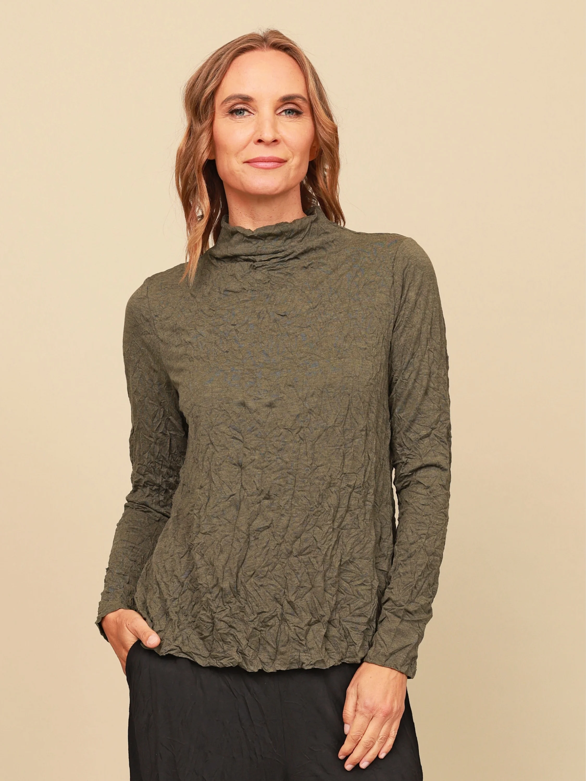 Brylee Mock Neck in Brass