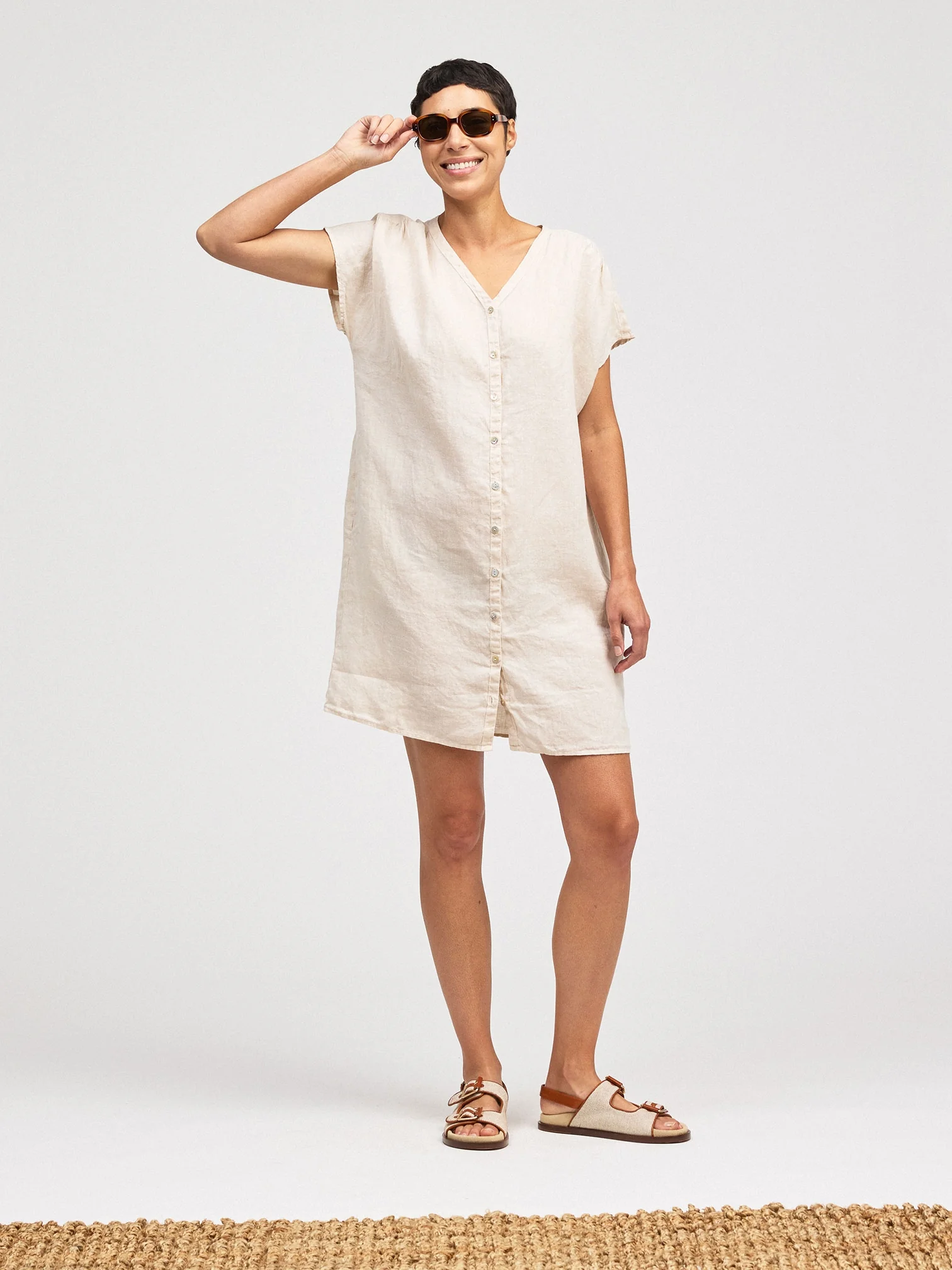Button Down Dress in Jicama