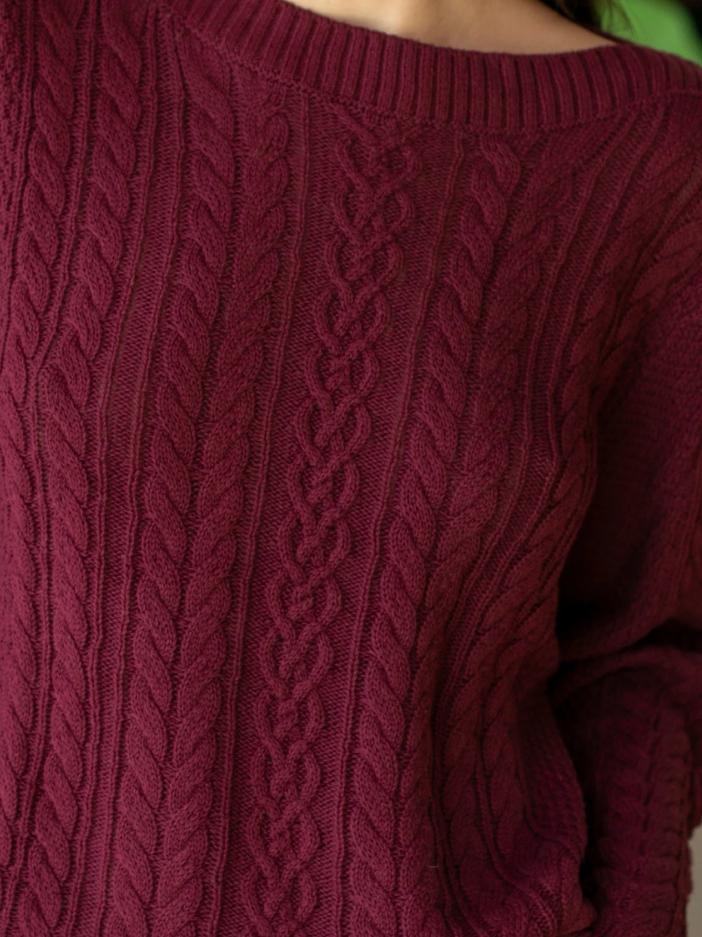 Cable Car Sweater in Boysenberry