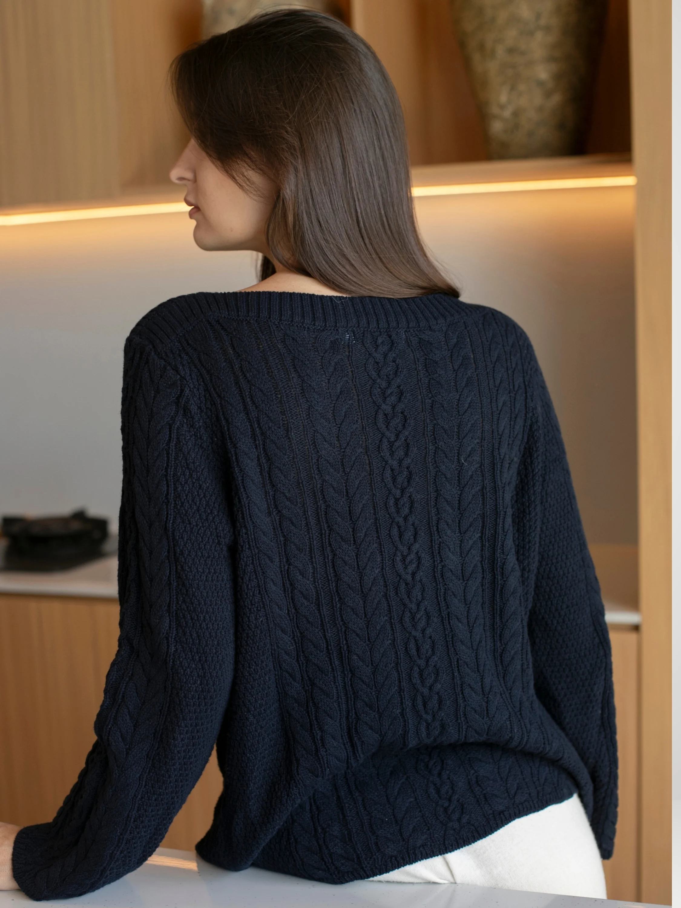 Cable Car Sweater in Dark Navy