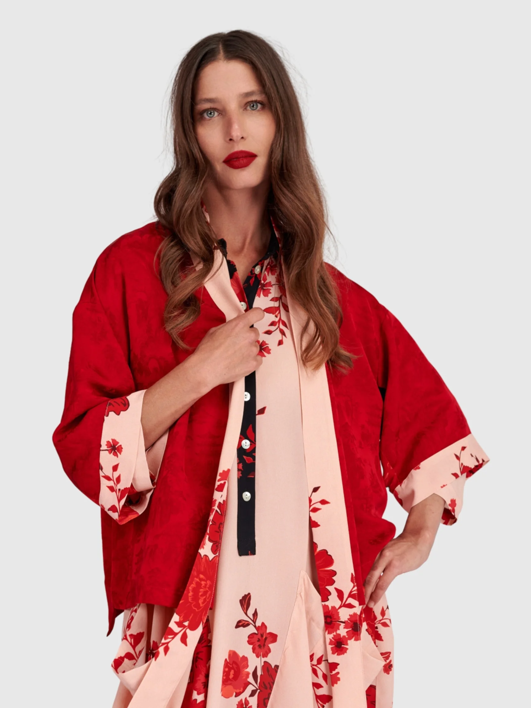 Carmine Bloom Jacket in Red