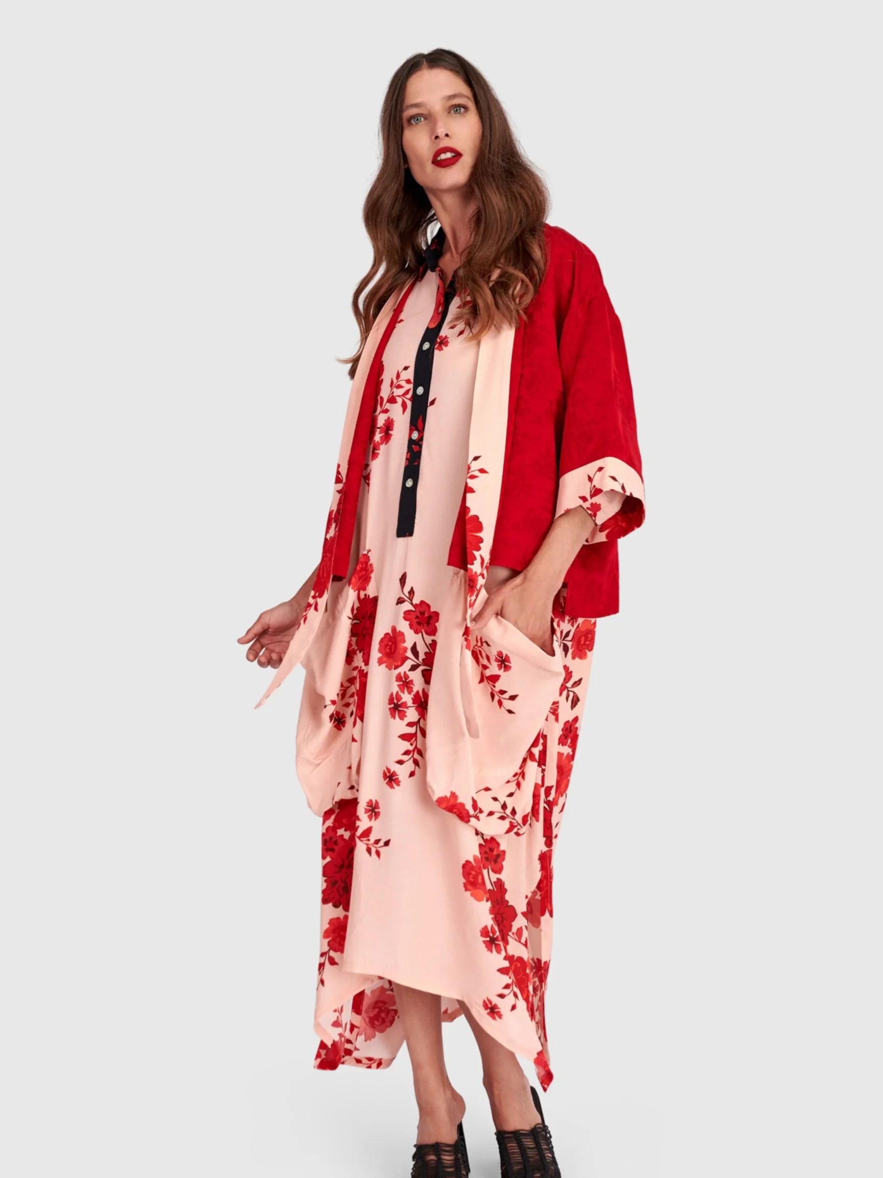 Carmine Bloom Jacket in Red