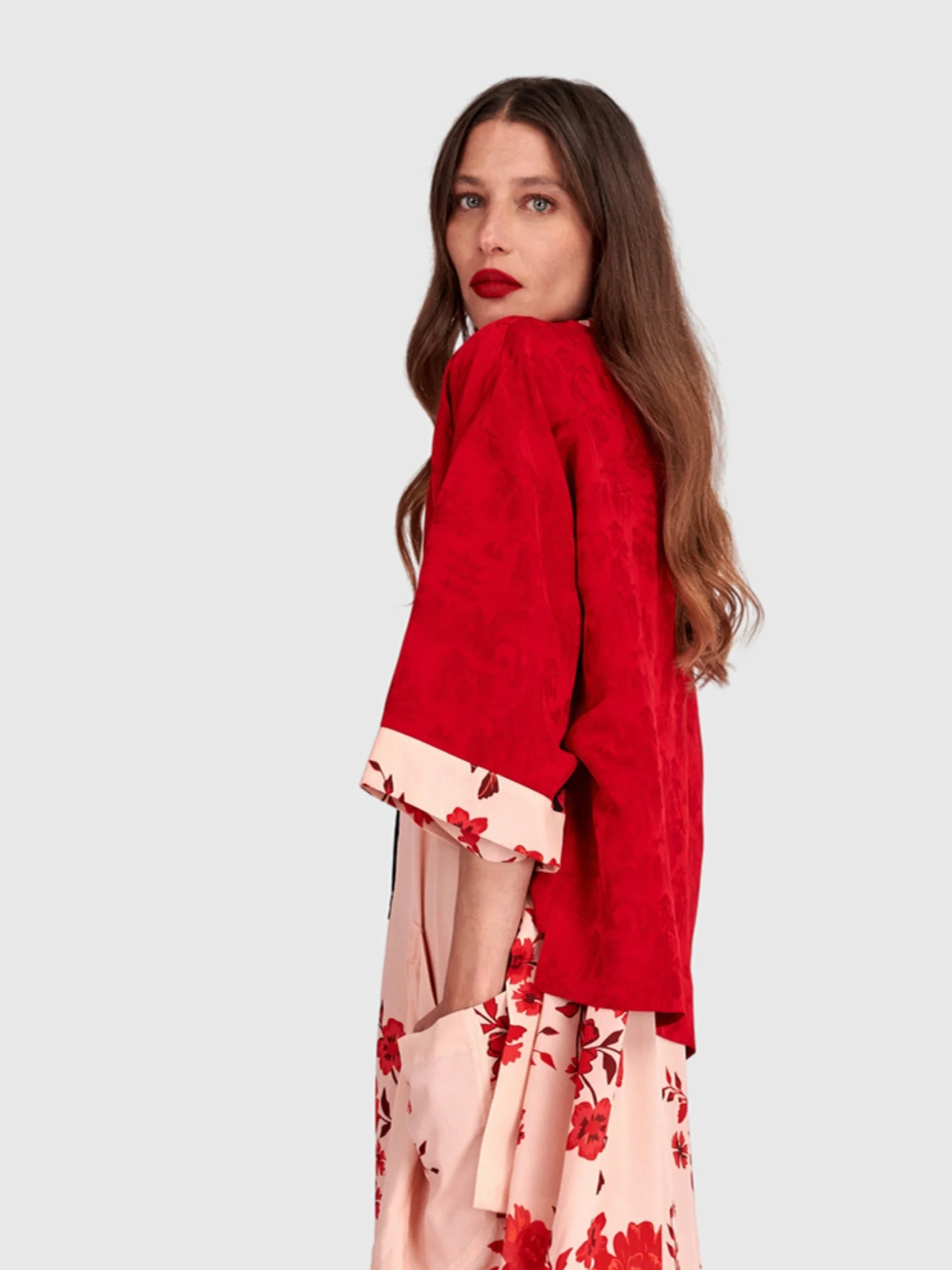 Carmine Bloom Jacket in Red