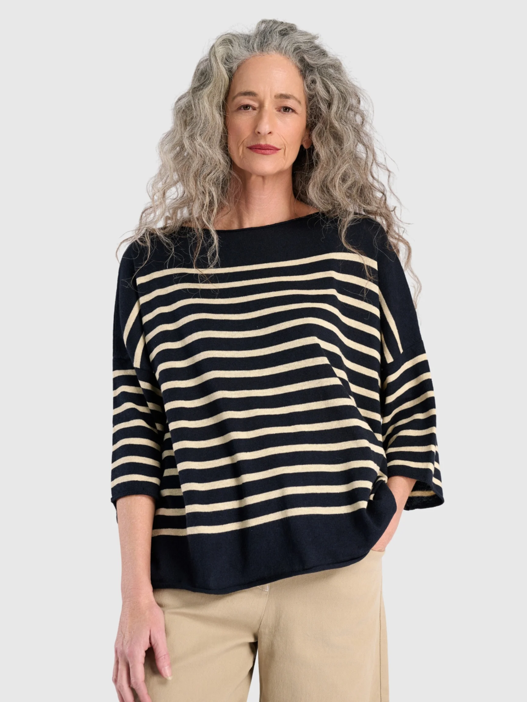 Carolina Relaxed Sweater in Stripes