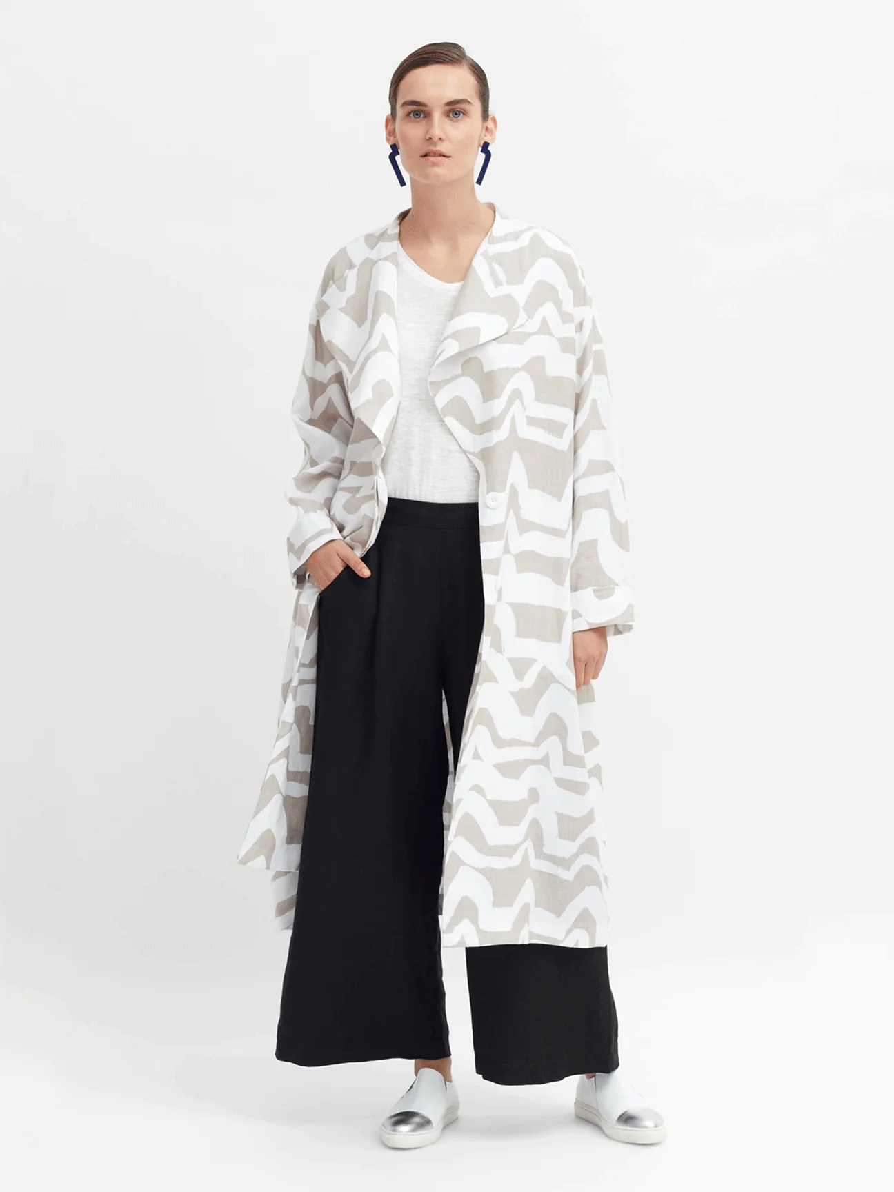 Cass Linen Jacket in Flax/White Cass Print