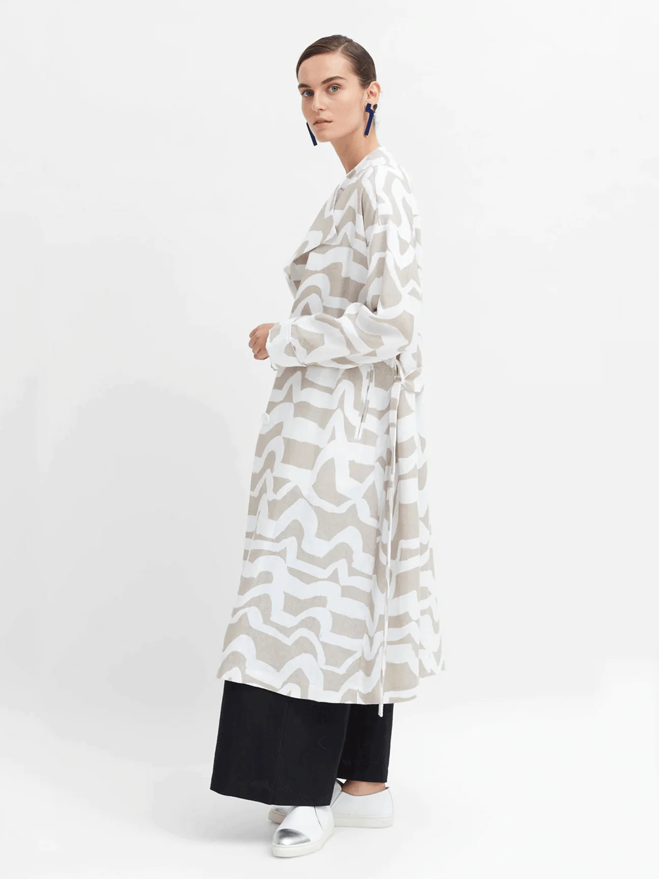 Cass Linen Jacket in Flax/White Cass Print