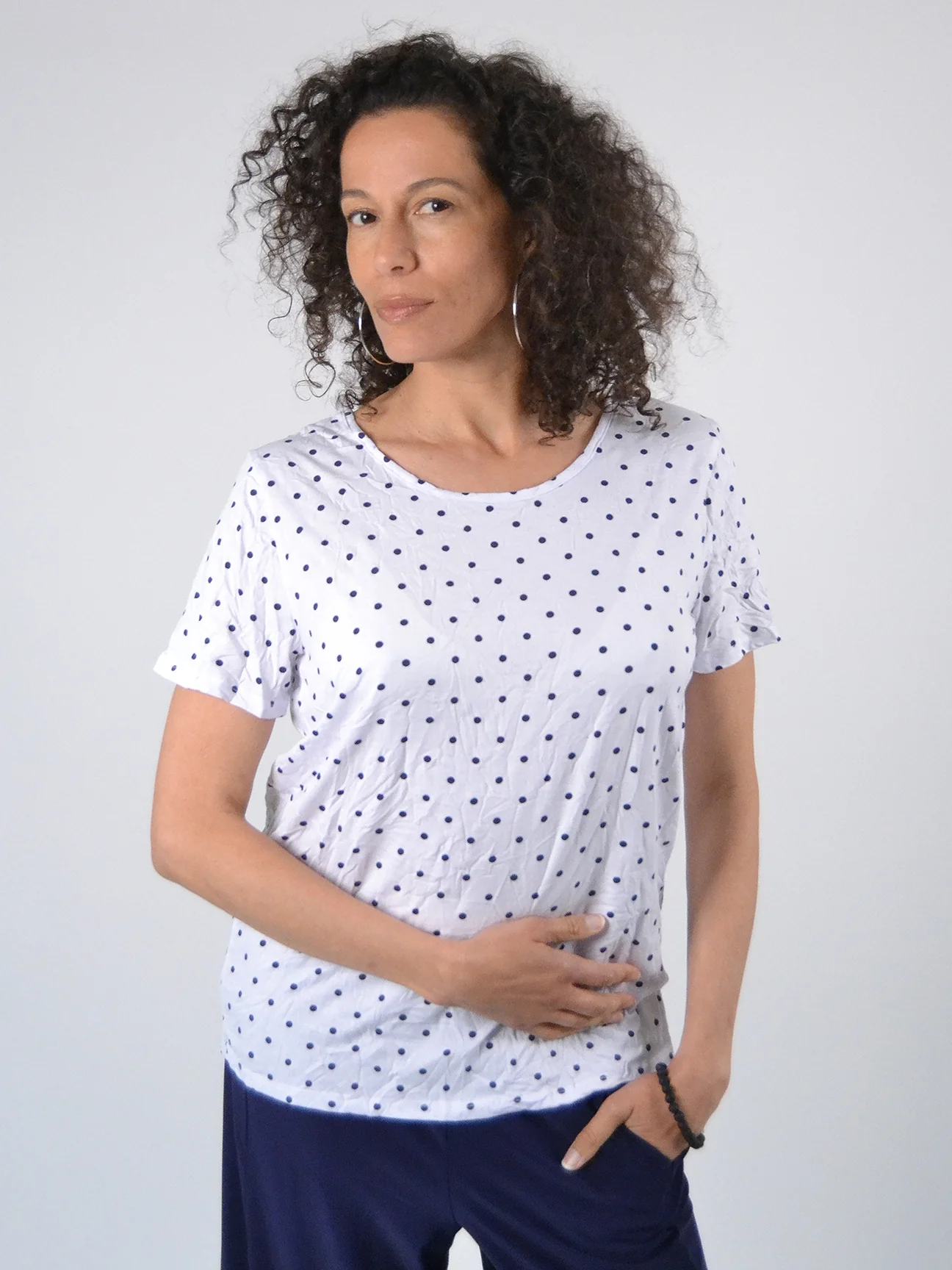 Celia Top in Navy Dab