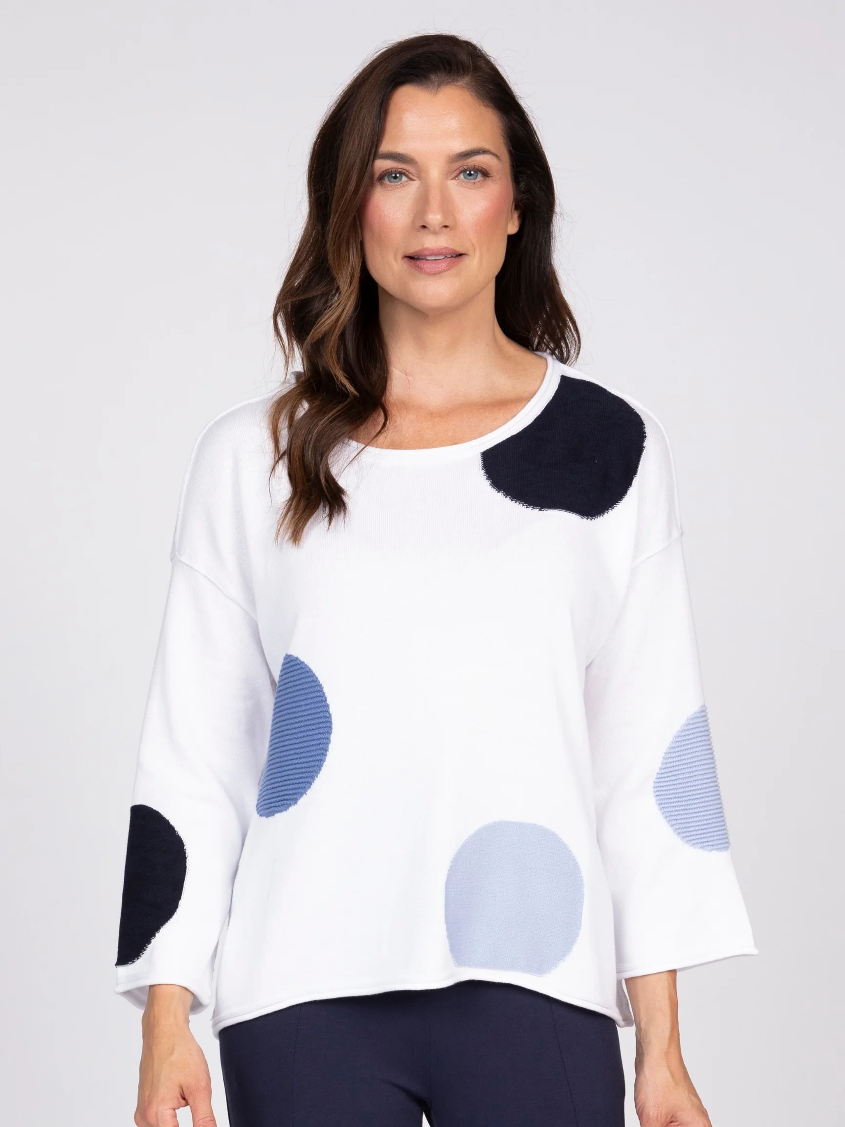 Circle Dot Pullover in White