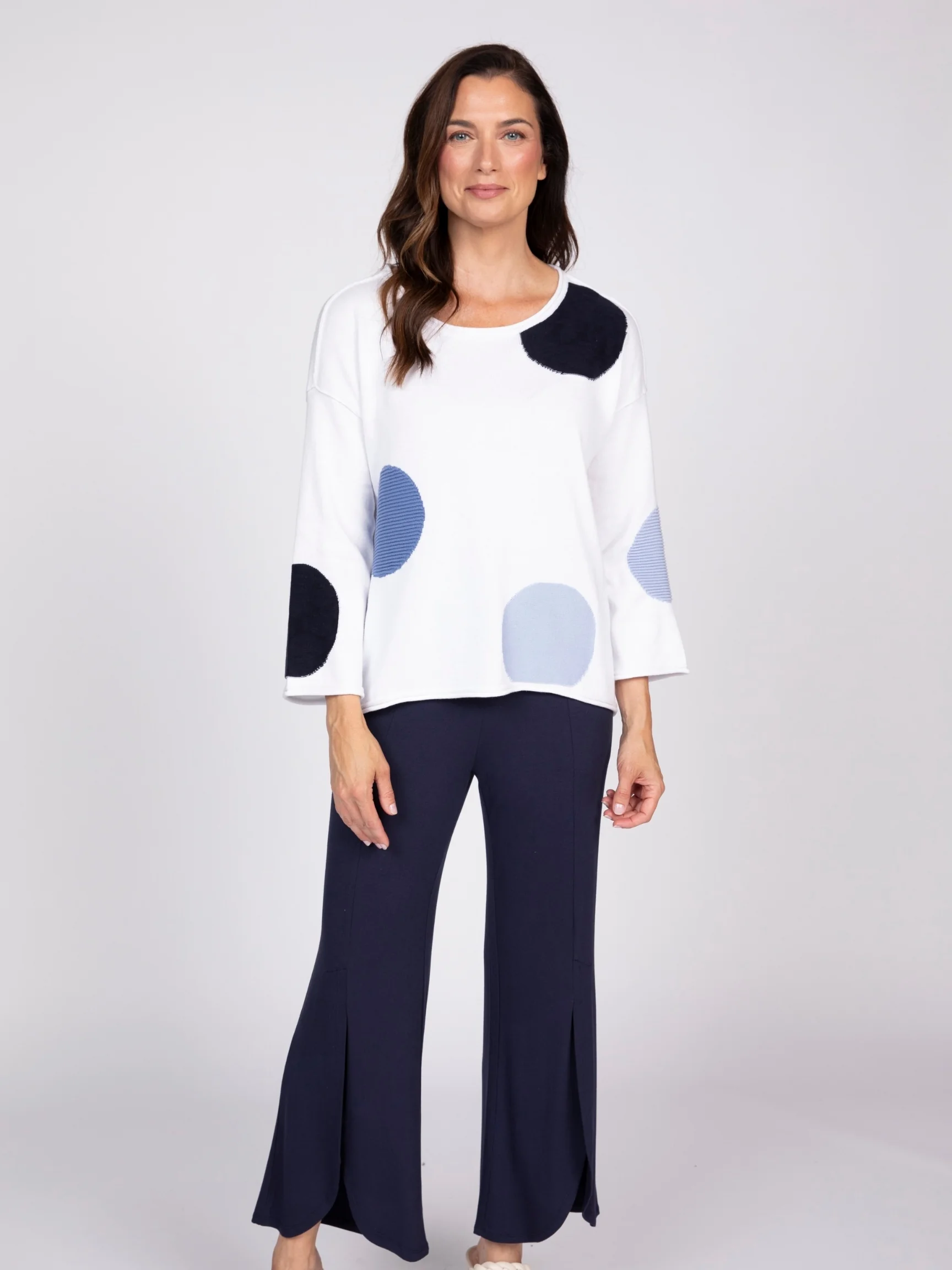 Circle Dot Pullover in White