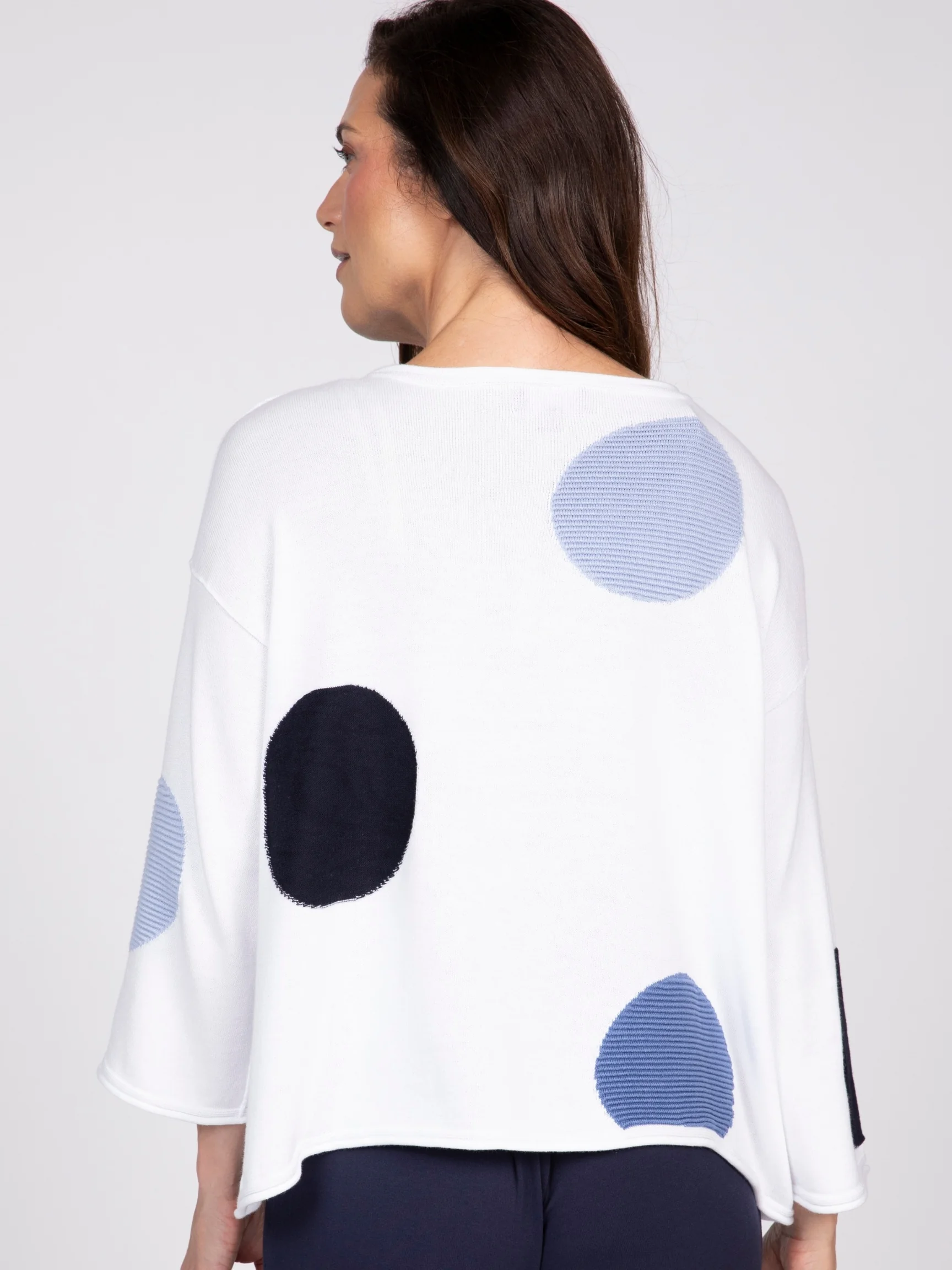 Circle Dot Pullover in White
