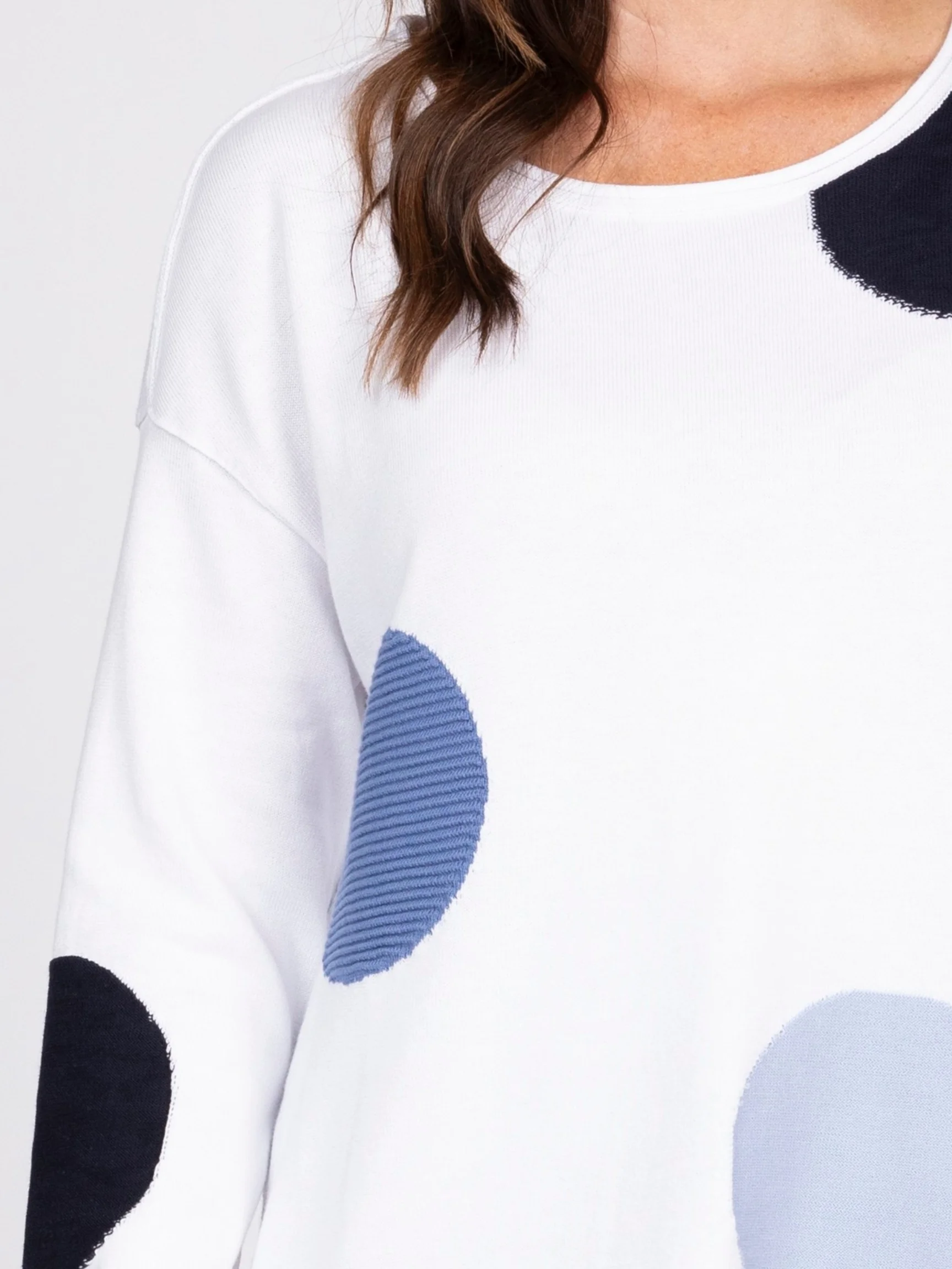 Circle Dot Pullover in White