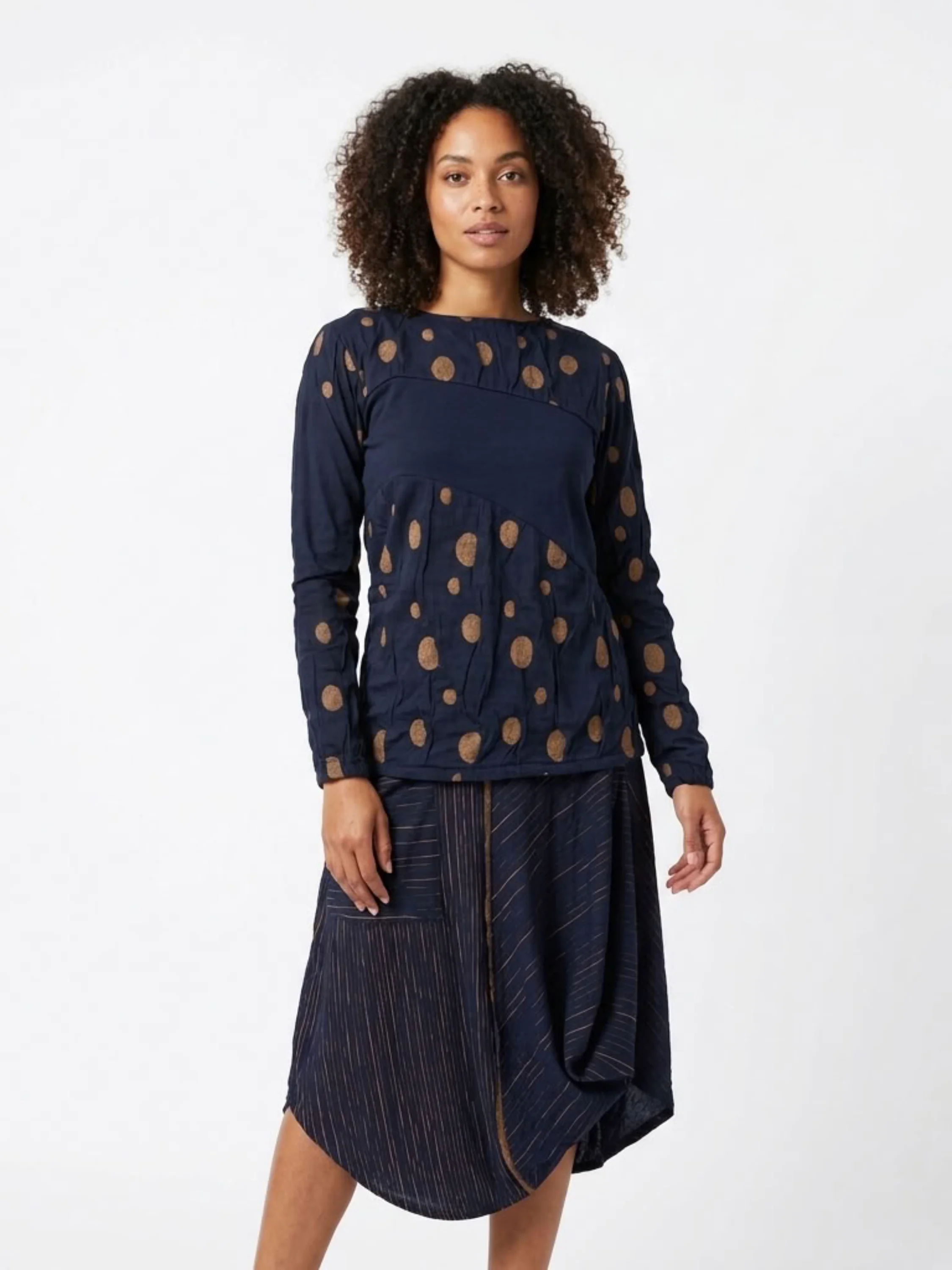 Circles Top in Blue/Mustard