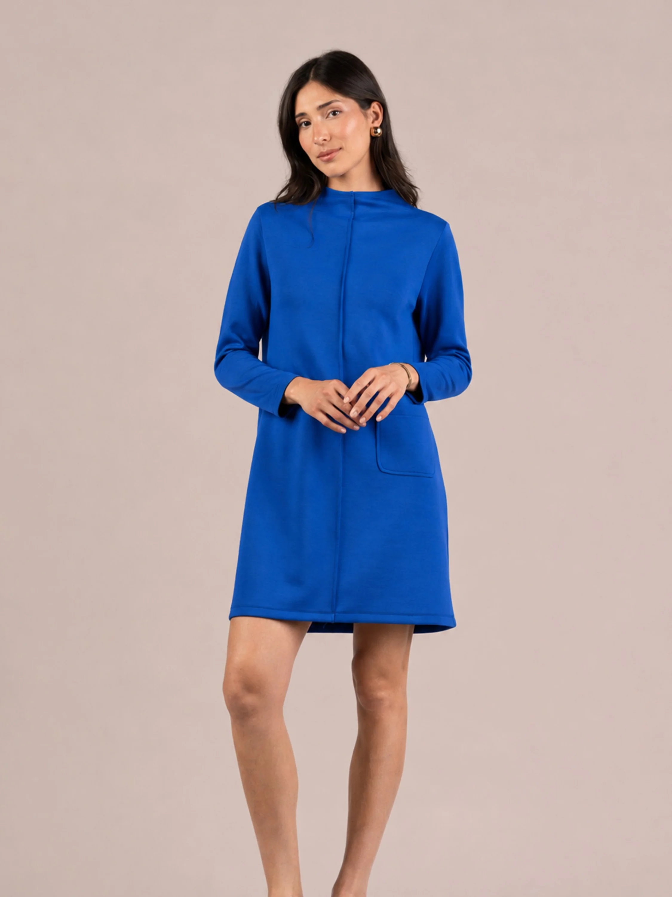 Cloud Seam Front Dress in Cobalt