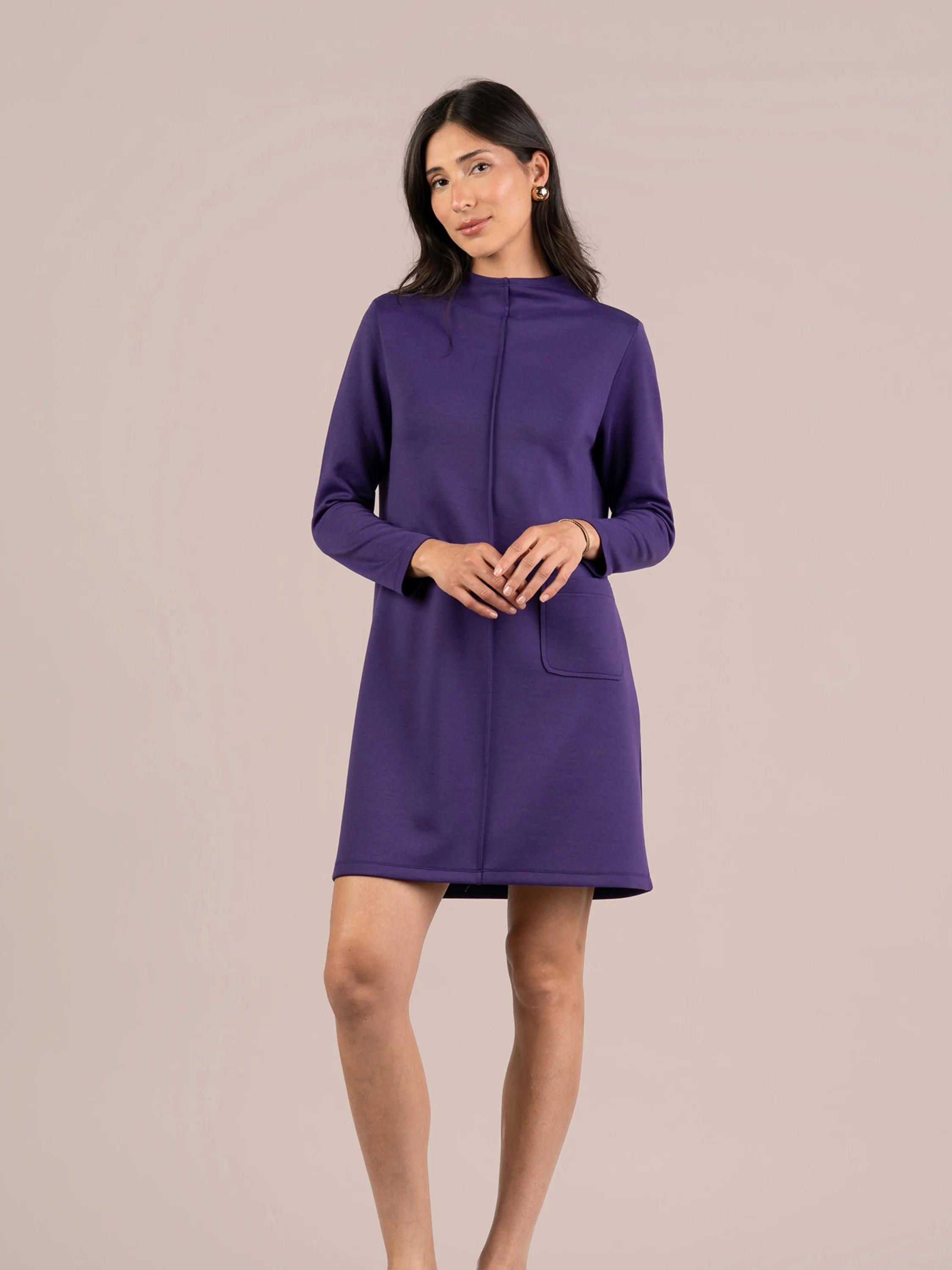 Cloud Seam Front Dress in Purple