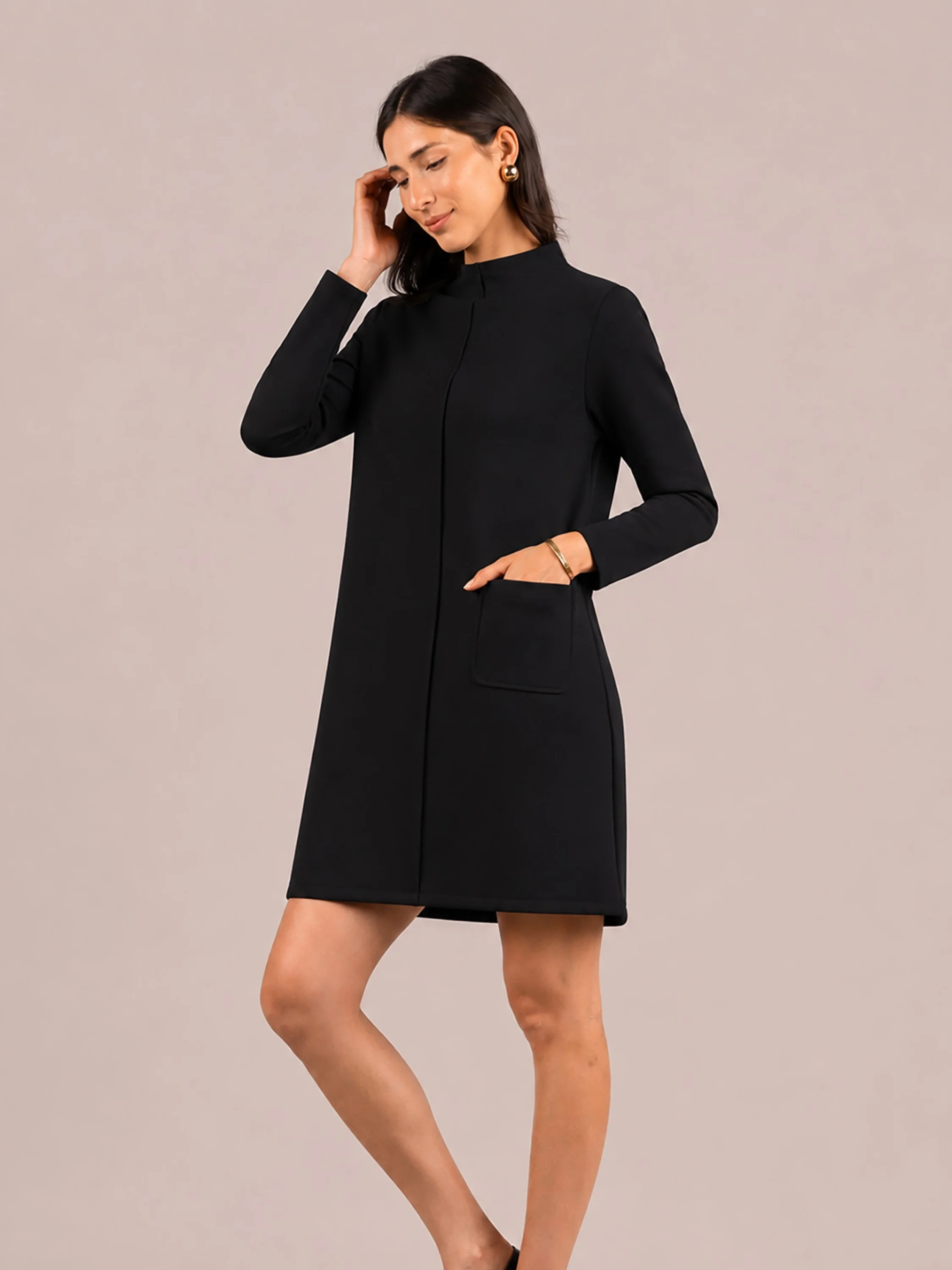 Cloud Seam Front Dress in Black