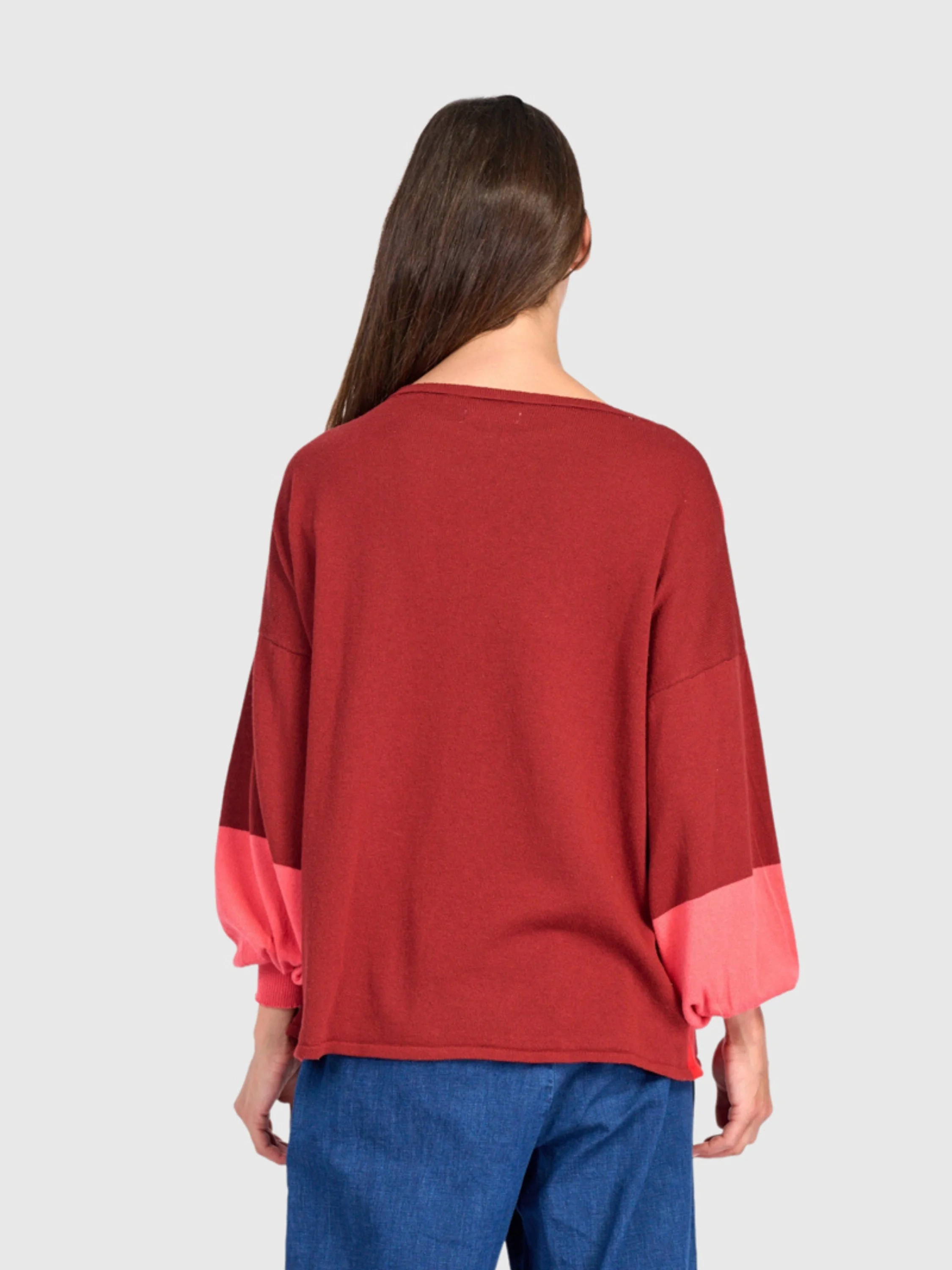 Colorblock Sweater in Coral