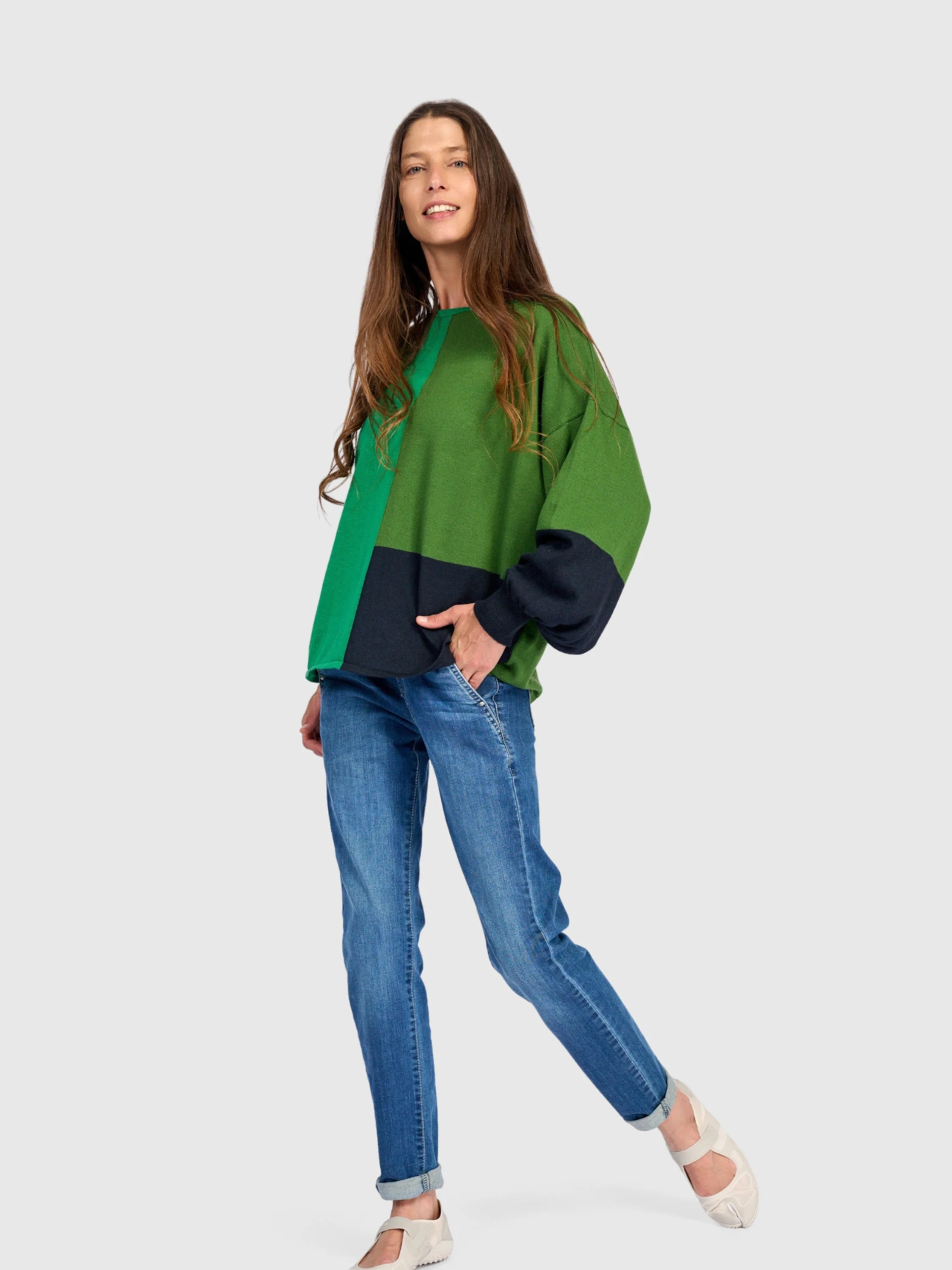 Colorblock Sweater in Green