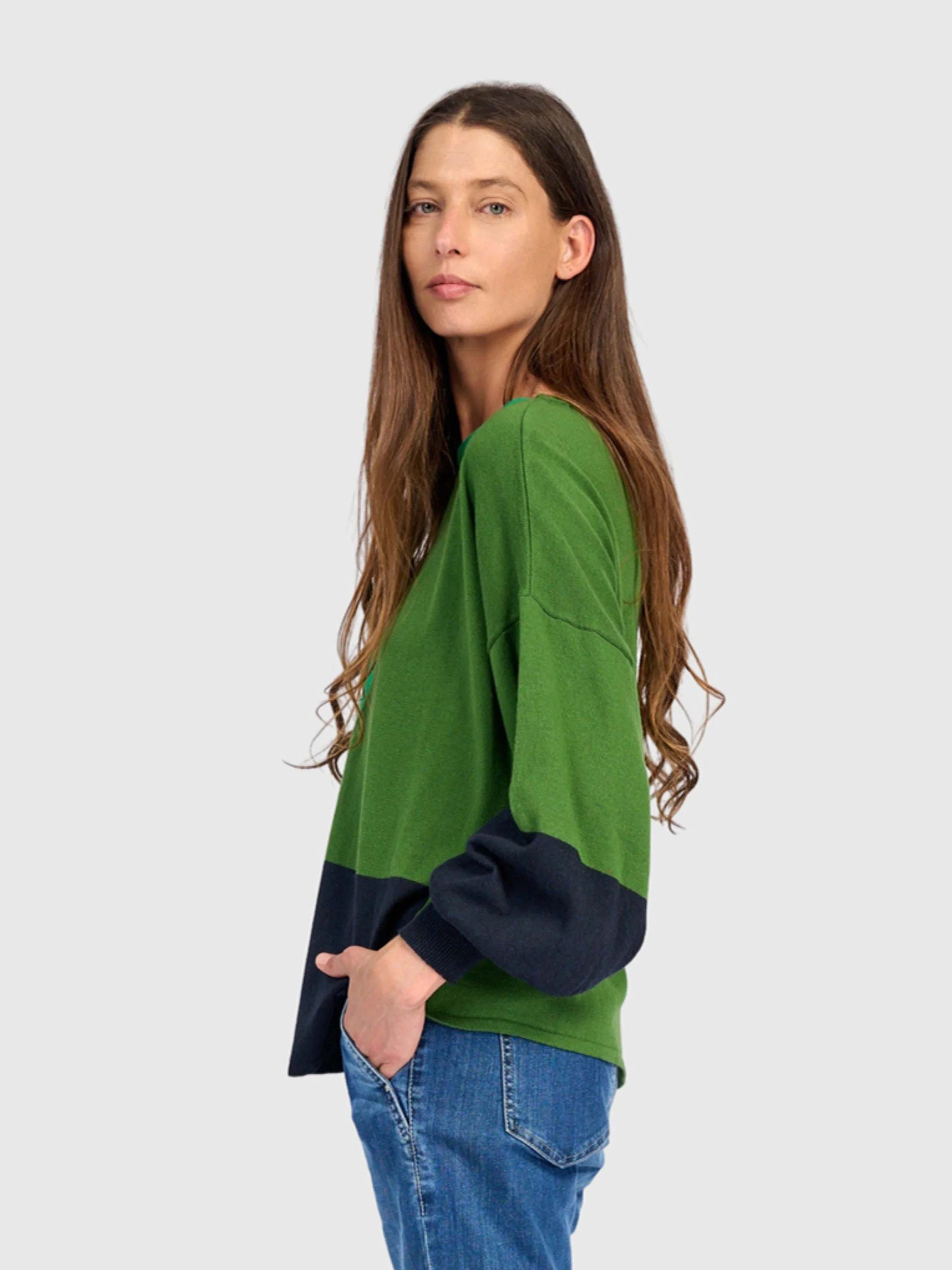 Colorblock Sweater in Green