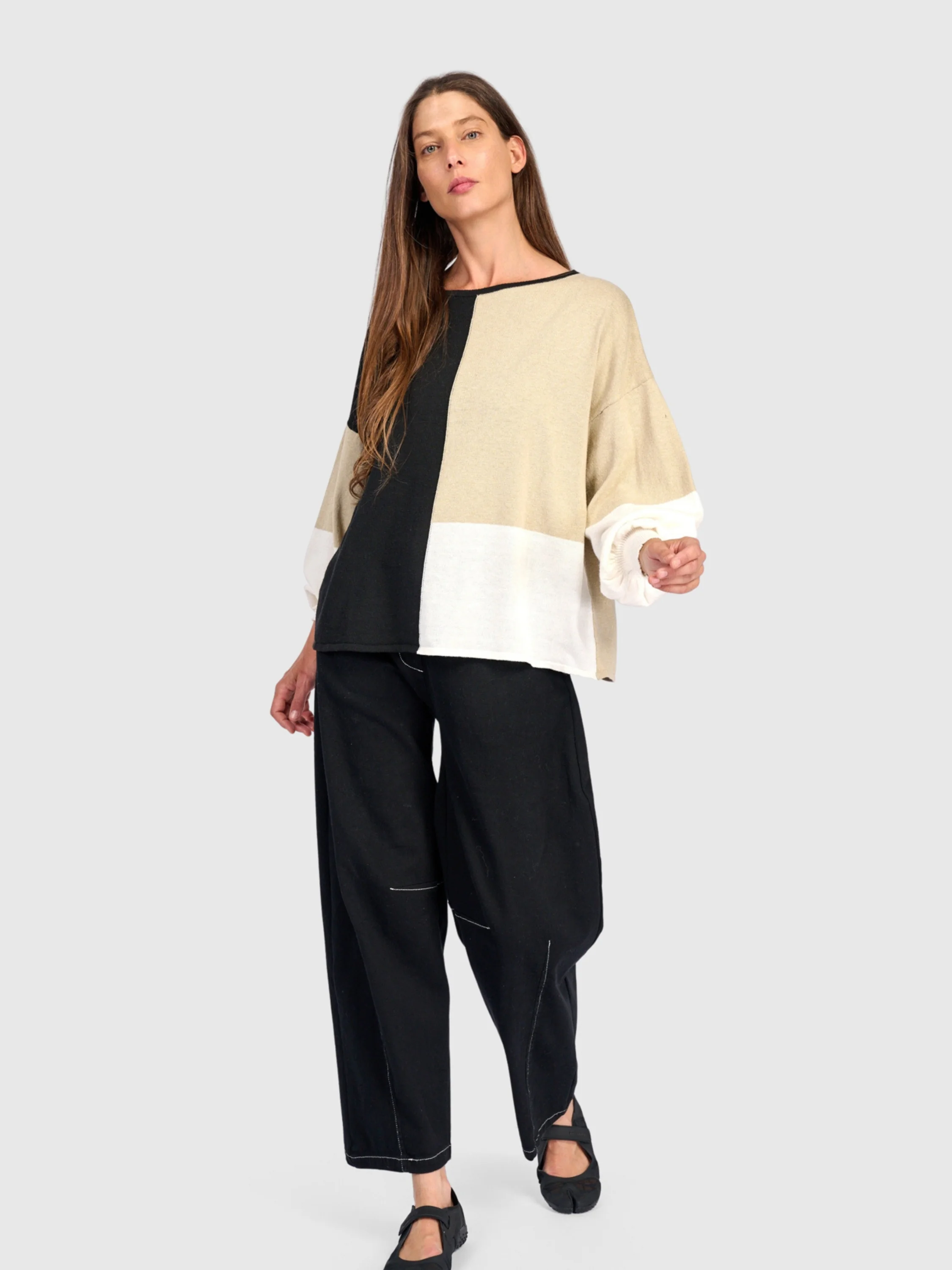 Colorblock Sweater in Stone
