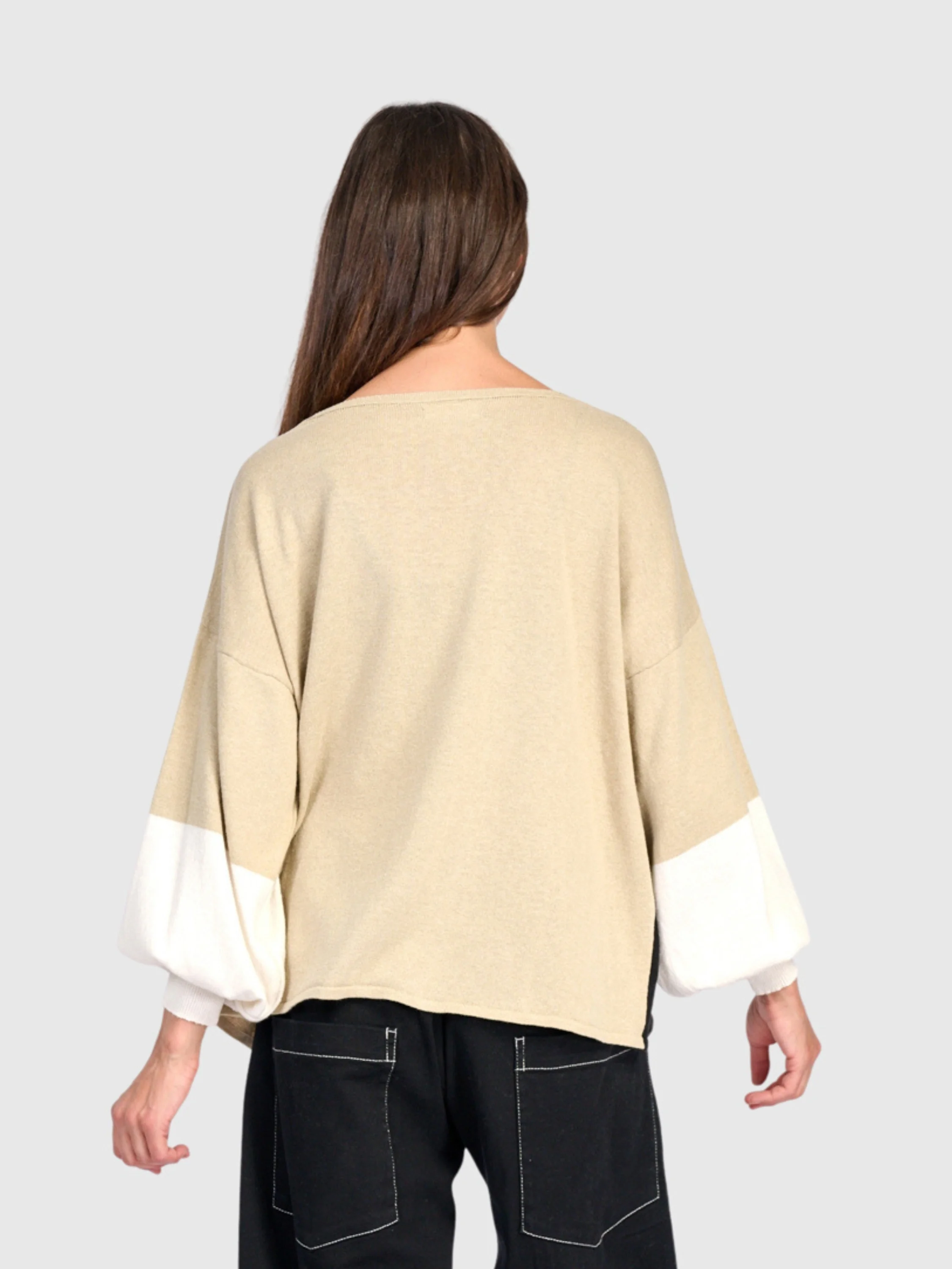 Colorblock Sweater in Stone