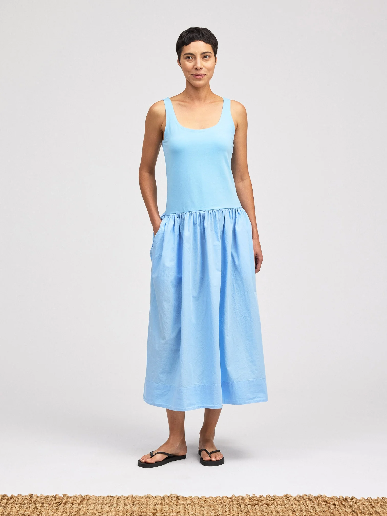 Combo Tank Dress in Bellflower