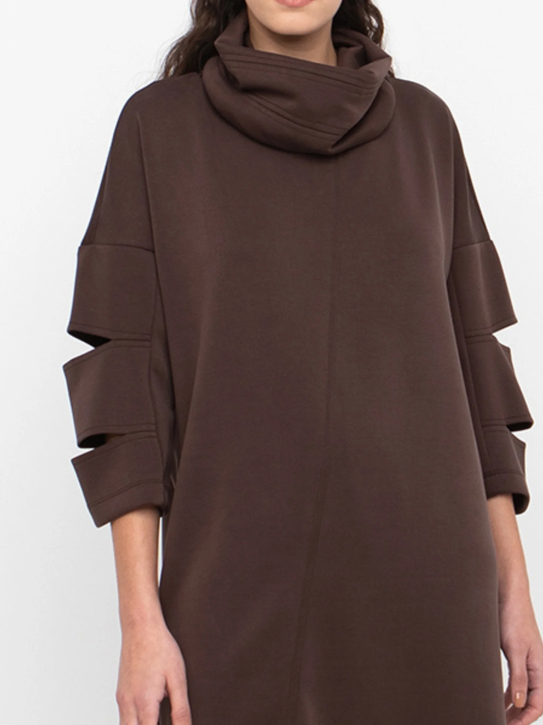 Cowl Neck Dress in Brown