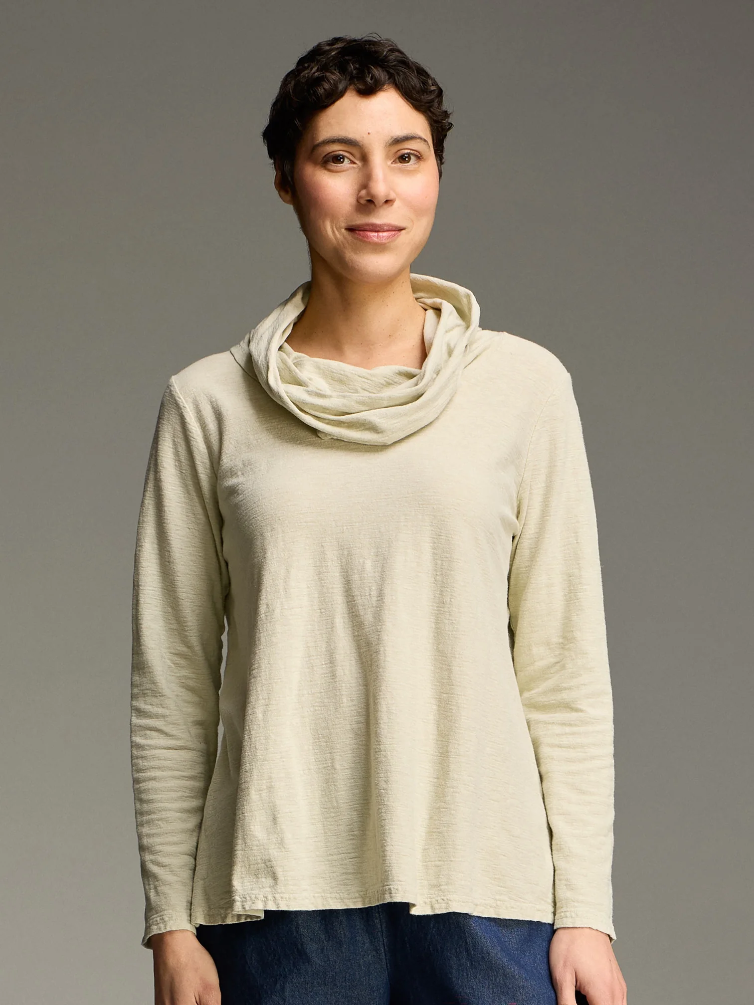 Cowl Neck Pullover in Leek