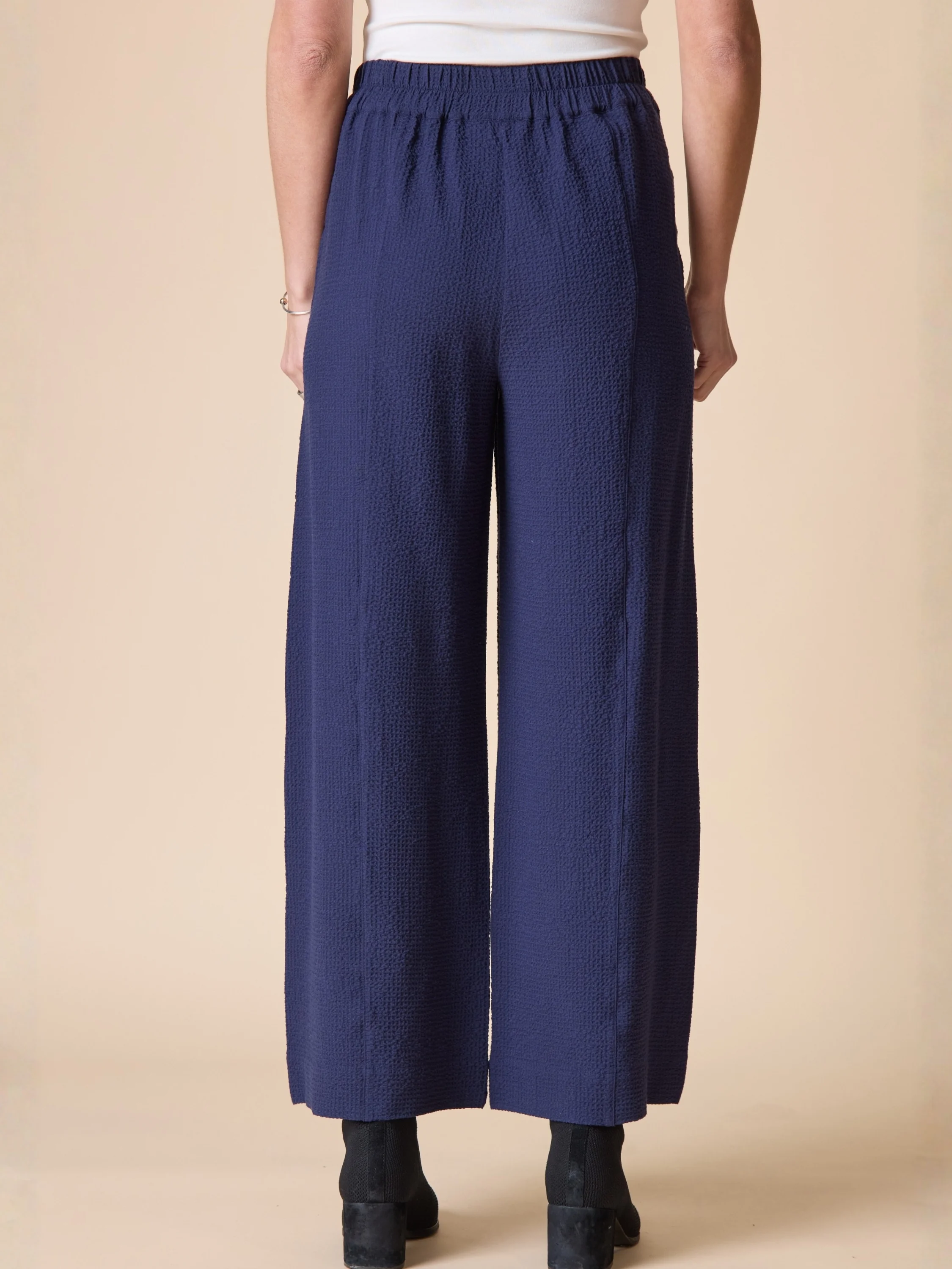 Crepe Solid Aria Pant in Navy