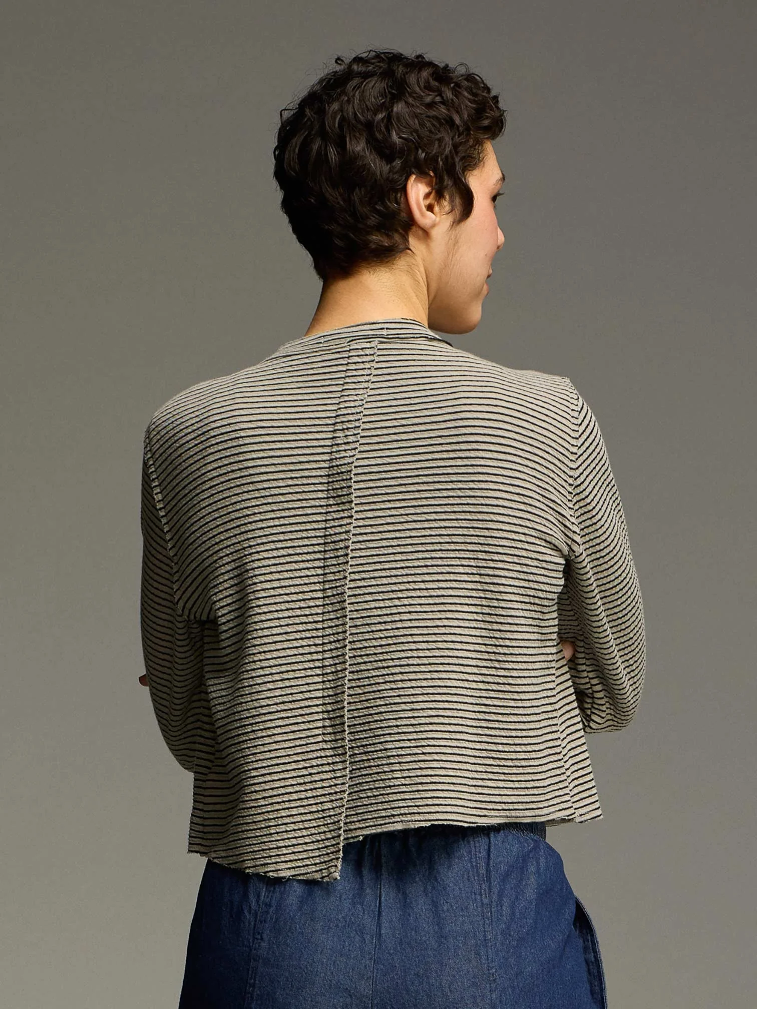 Crop Asym Cardi in Iron