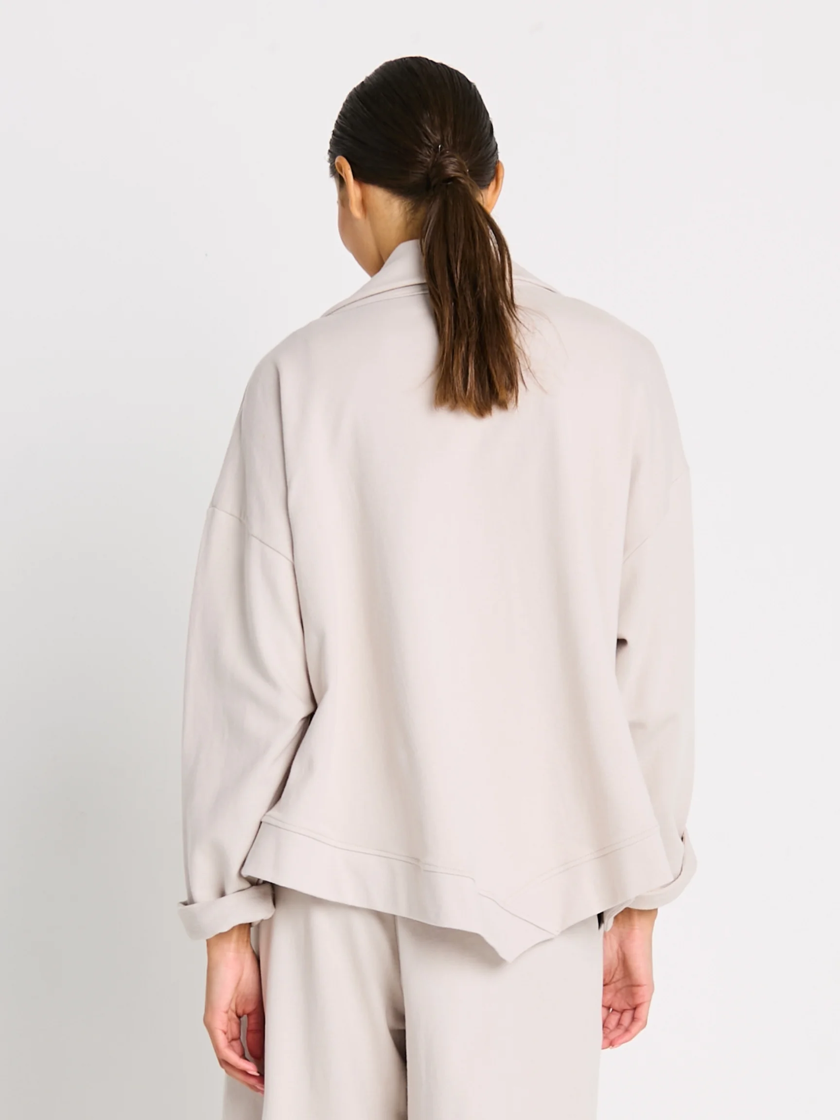 Crop Asym Jkt in Putty